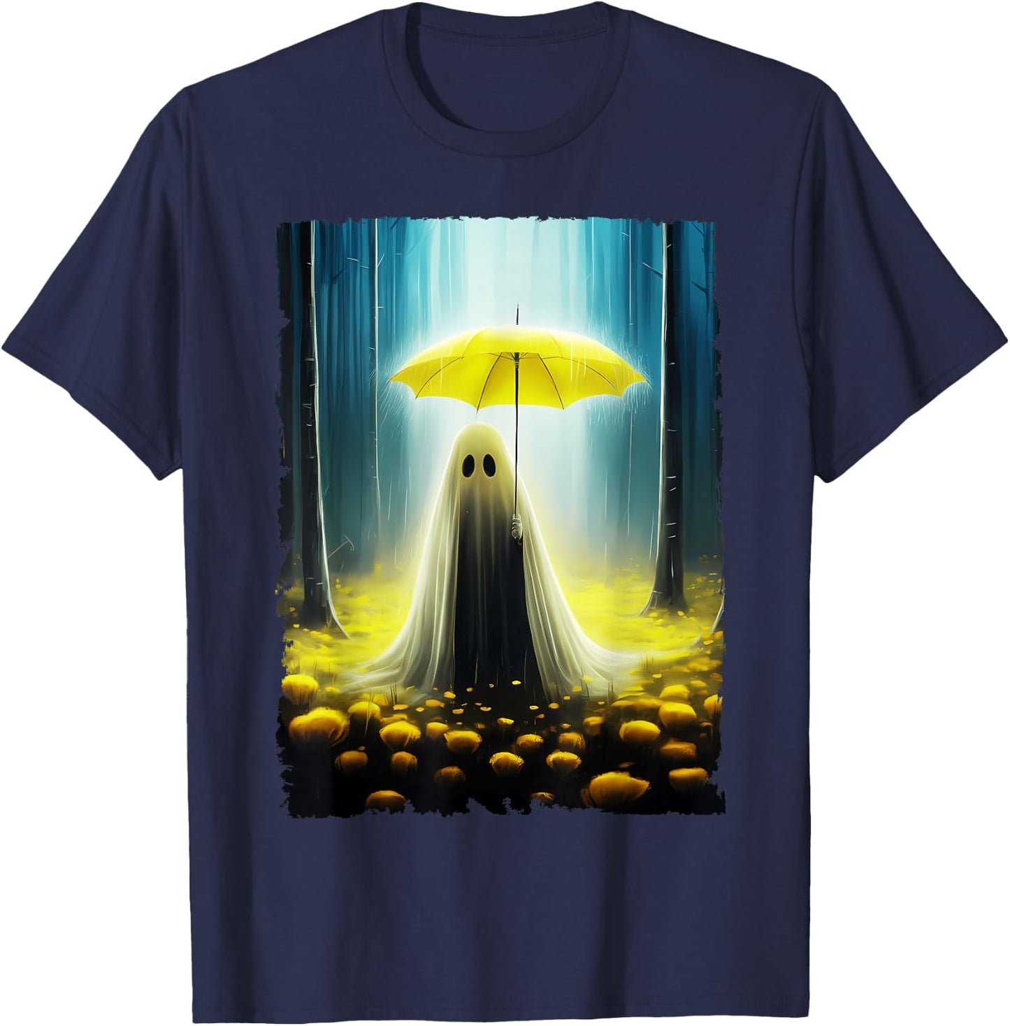 Vintage Floral Ghost Halloween Costume Gothic Ghost Spooky T-Shirt - T-Shirt | Navy