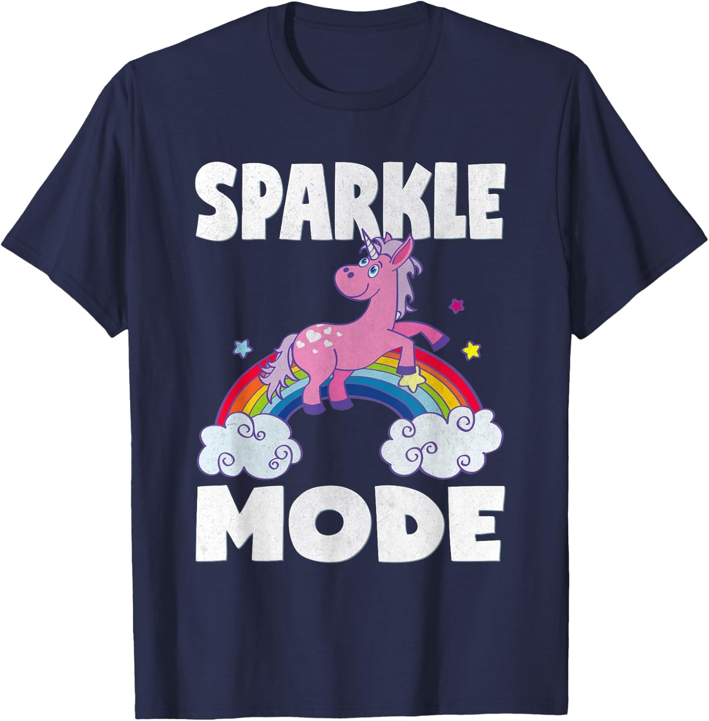 Sparkle Mode Unicorns Magic Sparkle Rainbow Unicorn T-Shirt - T-Shirt | Navy