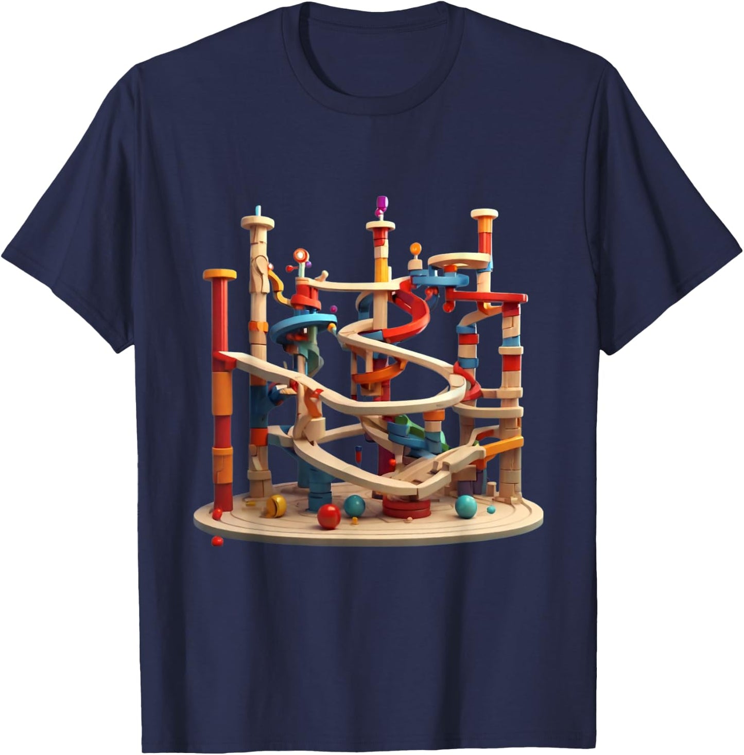 Marble Run Graphic Design T-Shirt - T-Shirt | Navy