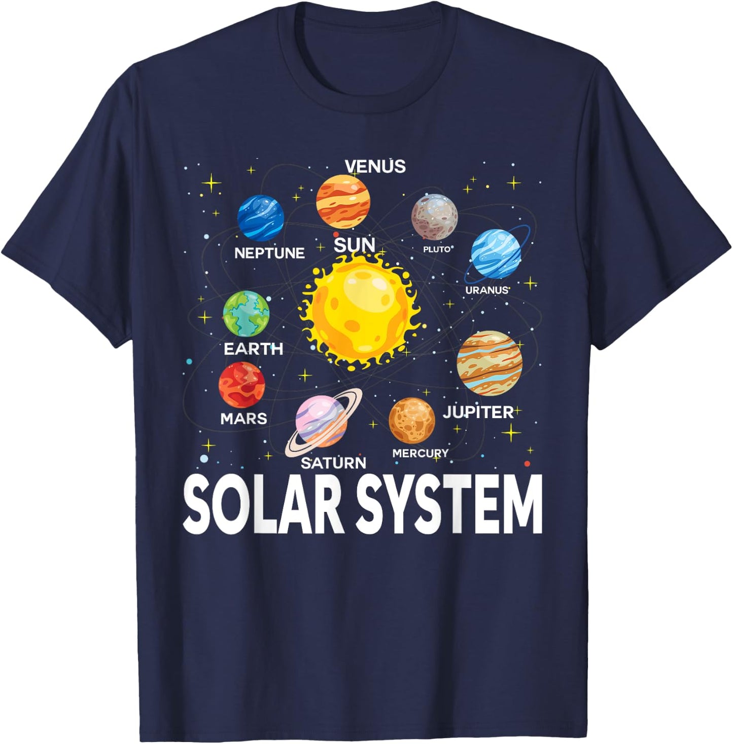 Solar System Planets Science Space Boys Girls STEM Kids T-Shirt - T-Shirt | Navy