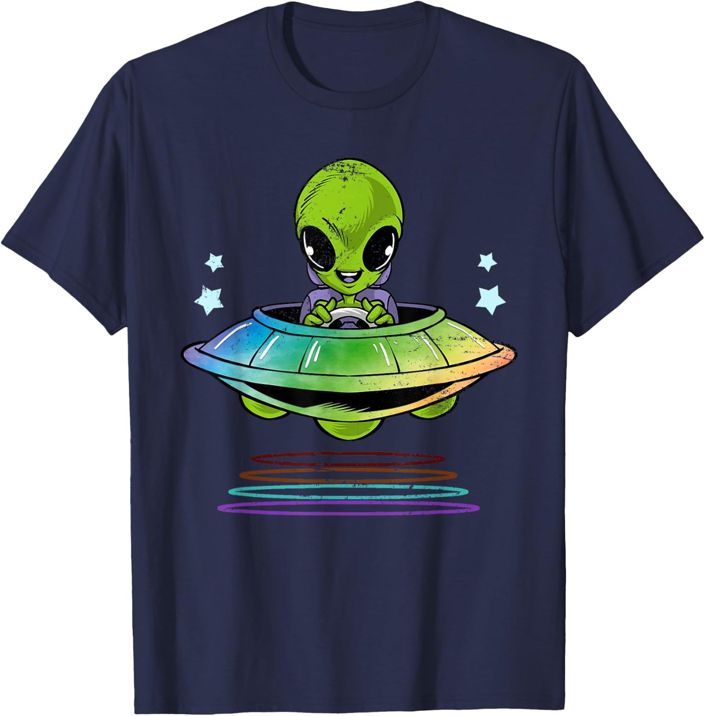 Kids Gift Cute UFO Alien T-Shirt - T-Shirt | Navy