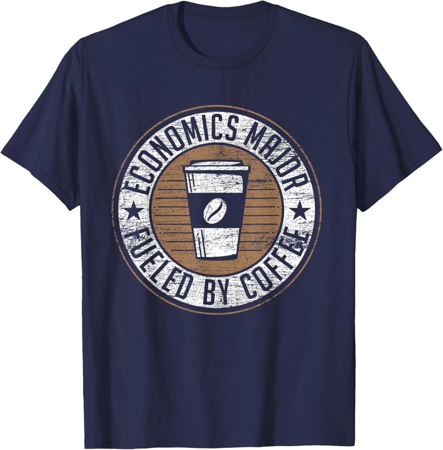 Economics Major Fueled By Coffee T-Shirt - T-Shirt | Navy