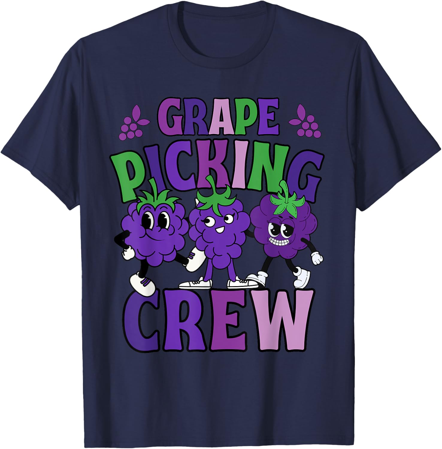 Funny Grape Picking Squad Crew Shirts Custom for Kids 2025 T-Shirt - T-Shirt | Navy