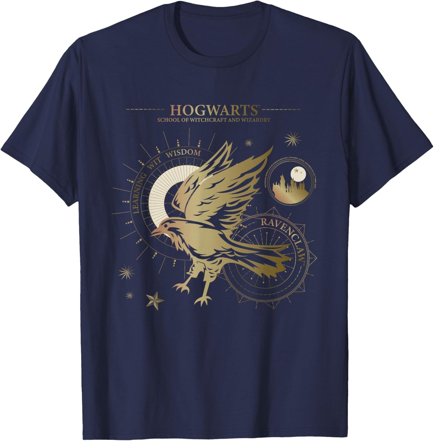 Popfunk Harry Potter Learning, Wit, Wisdom, Ravenclaw -Adults, Kids Blue Short Sleeve T-Shirt - T-Shirt | Navy