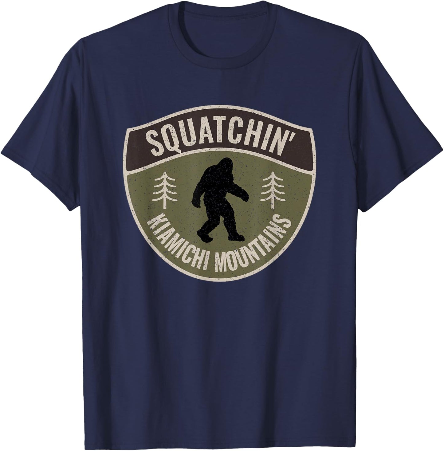 Squatchin' Kiamichi Mountains - Bigfoot Sign Art Sasquatch T-Shirt - T-Shirt | Navy