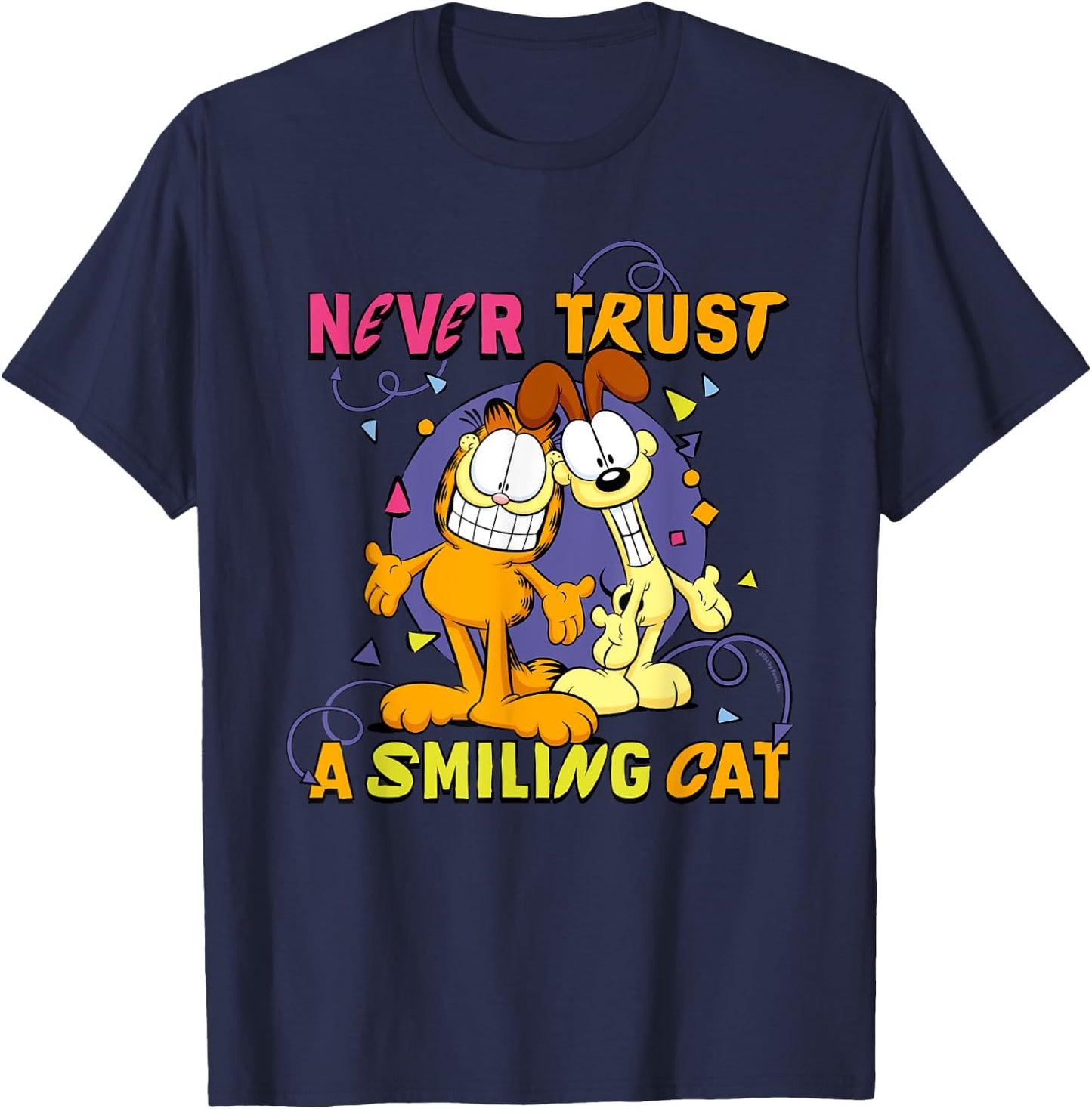 Garfield And Odie Never Trust A Smiling Cat Men Women Kids T-Shirt - T-Shirt | Navy