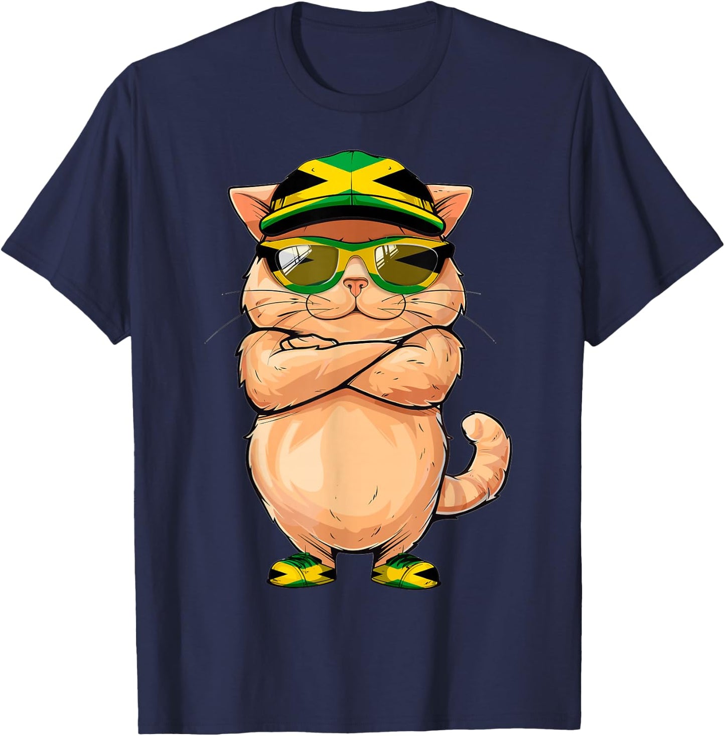 Jamaican Flag Cat Mom Souvenirs Products Kitten Jamaica T-Shirt - T-Shirt | Navy