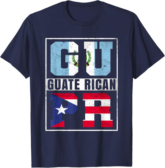 Guate Rican Roots Guatemala and Puerto Rico Mix T-Shirt - T-Shirt | Navy