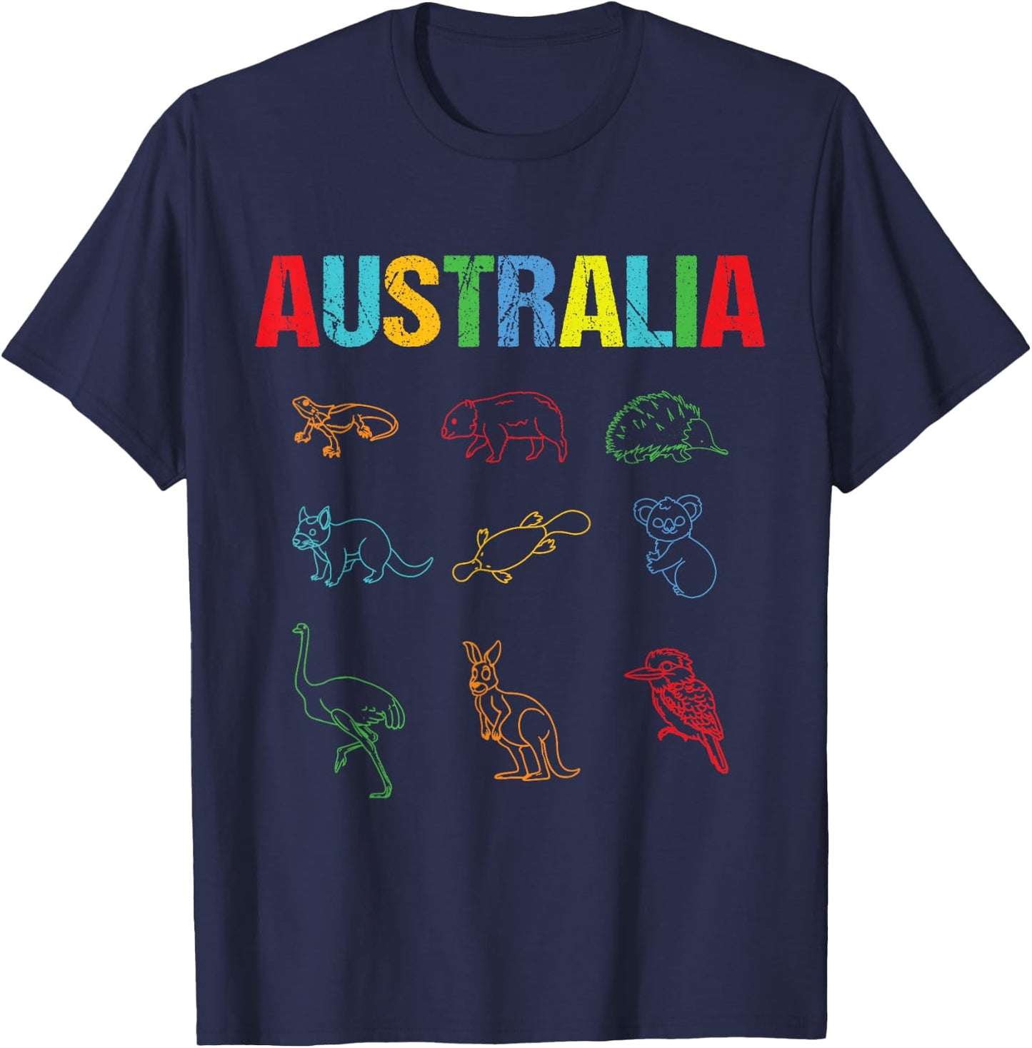 Animals Of Australia Australia Day Australian Kangaroo T-Shirt - T-Shirt | Navy