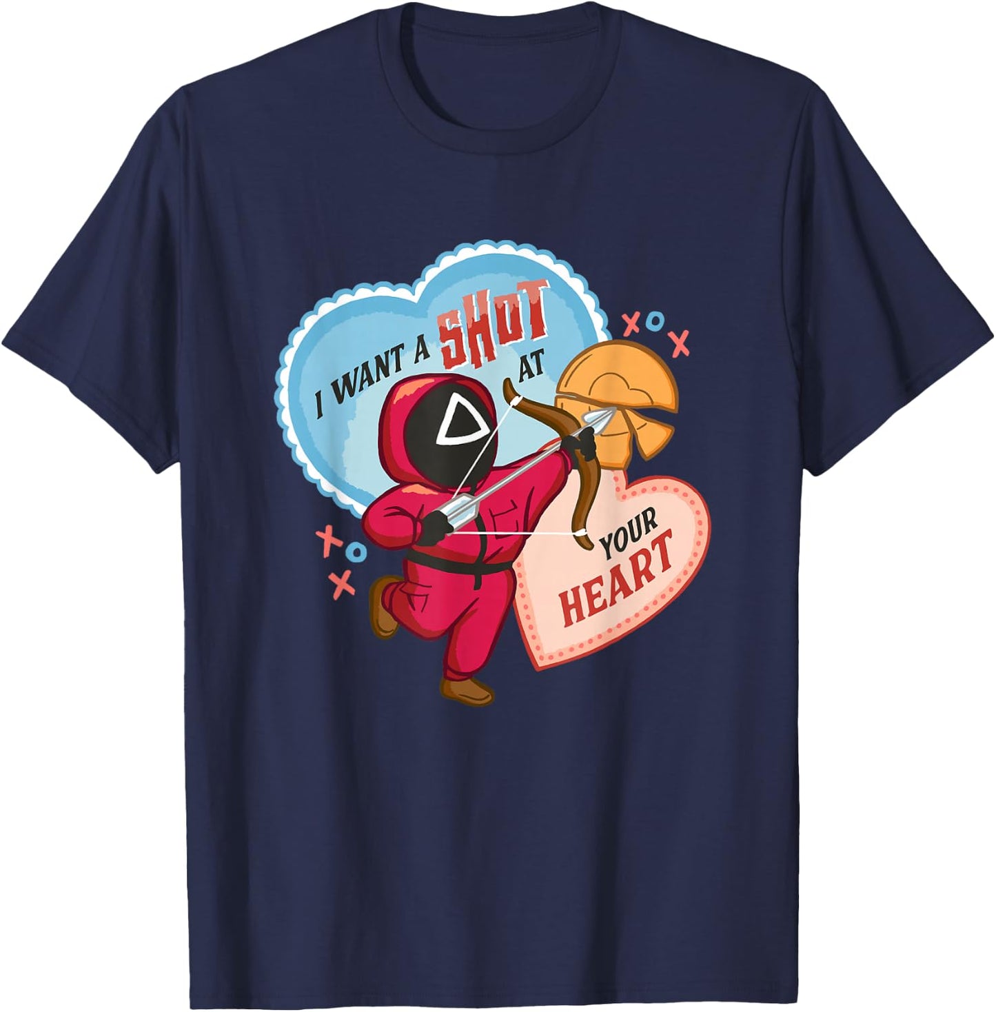 Squid Game Valentine's Day I Want a Shot At Your Heart Logo T-Shirt - T-Shirt | Navy