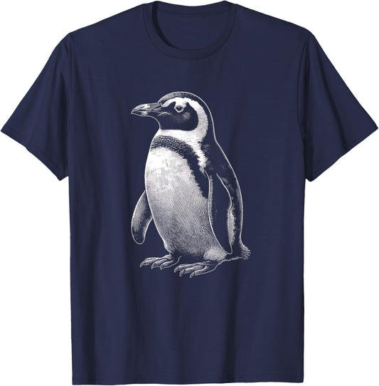Vintage Penguin Graphic Art Design T-Shirt - T-Shirt | Navy