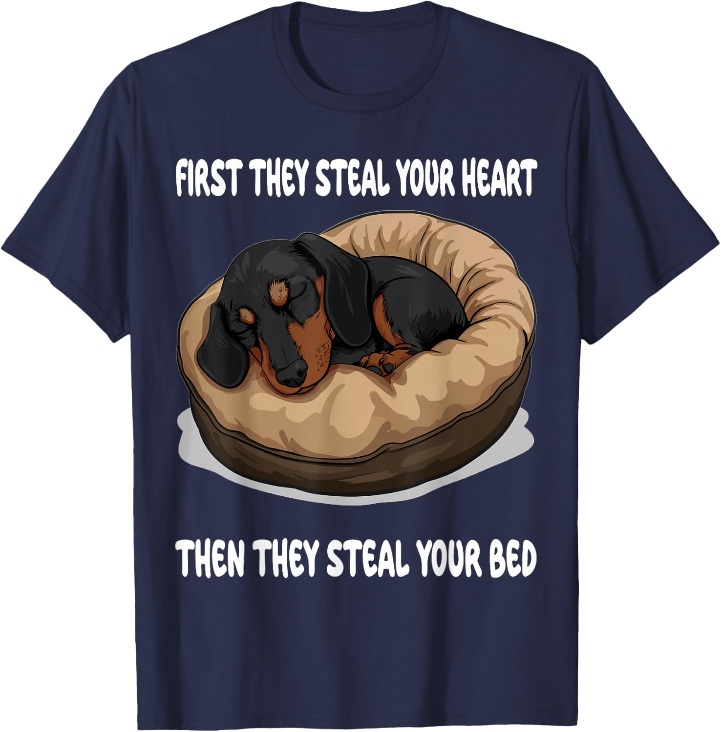 Dachshund Wiener Doxie Sleeping Pajamas Nightgown T-Shirt - T-Shirt | Navy
