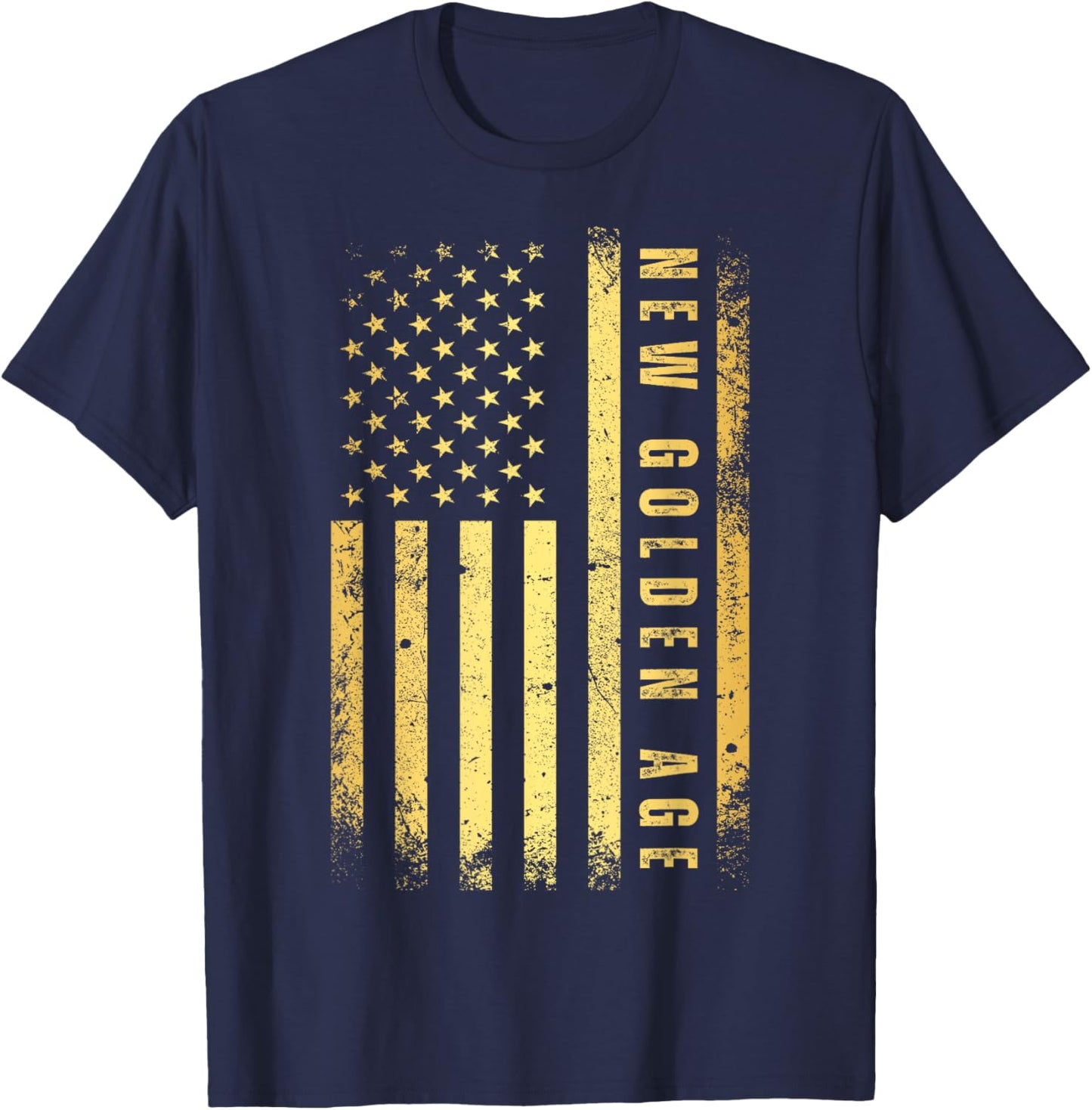 Golden Color USA Flag 47th President One Big Beautiful Bill T-Shirt - T-Shirt | Navy