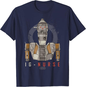 Star Wars The Mandalorian IG-11 Nurse Droid Portrait T-Shirt - T-Shirt | Navy