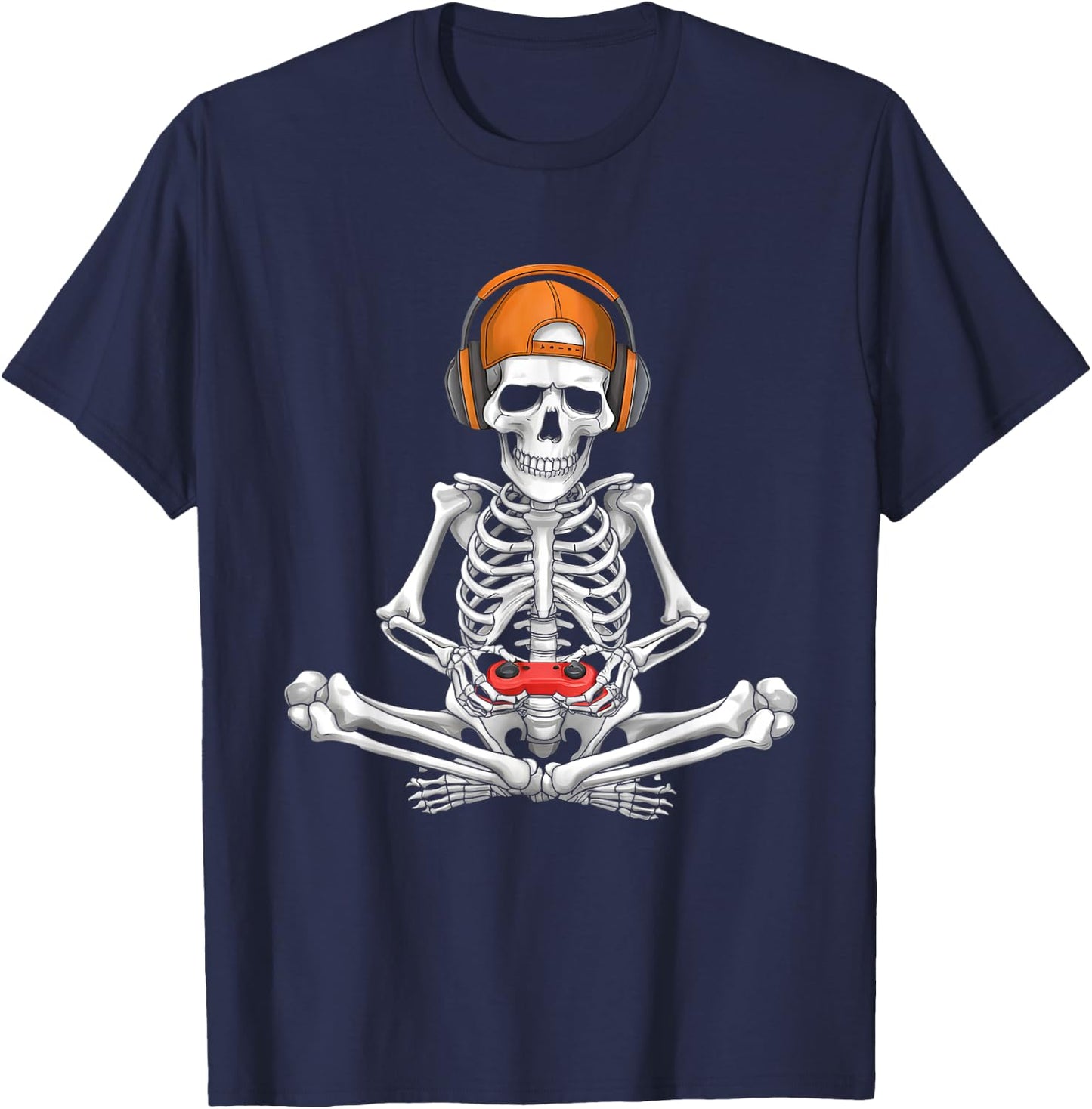 Video Game Skeleton Halloween Gaming Teens Gamer Men Boy Kid T-Shirt - T-Shirt | Navy