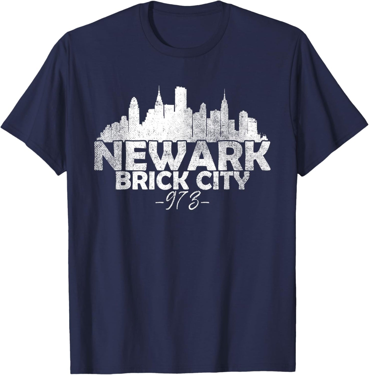 Newark New Jersey NJ | Brick City Skyline T-Shirt - T-Shirt | Navy