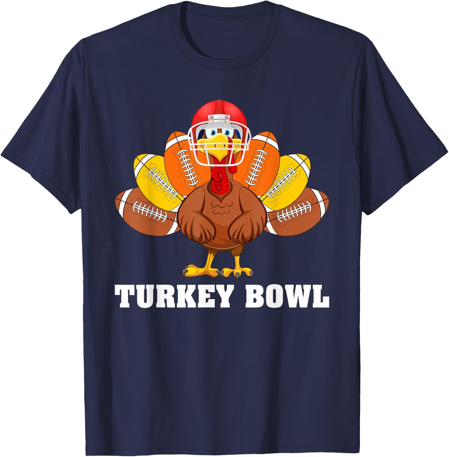 Funny Turkey American Football Bowl Thanksgiving T-Shirt - T-Shirt | Navy
