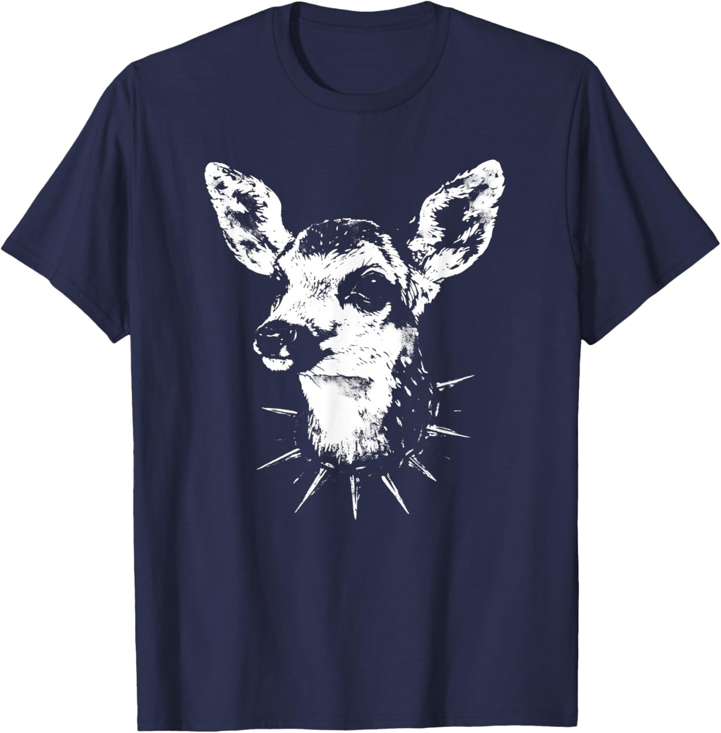 Funny Punk Deer Fawn | Weirdcore Goth Oddly Specific Grunge T-Shirt - T-Shirt | Navy
