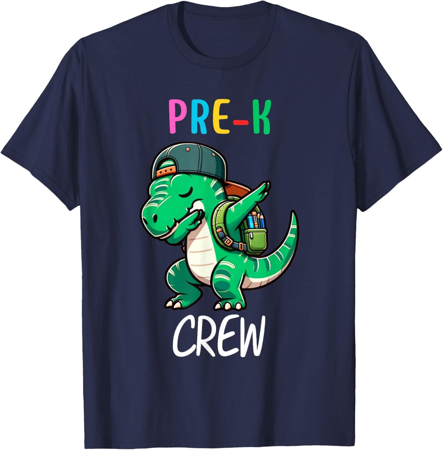 Pre-K Crew T-rex Dinosaur Dabbing Kids Funny Back To School T-Shirt - T-Shirt | Navy