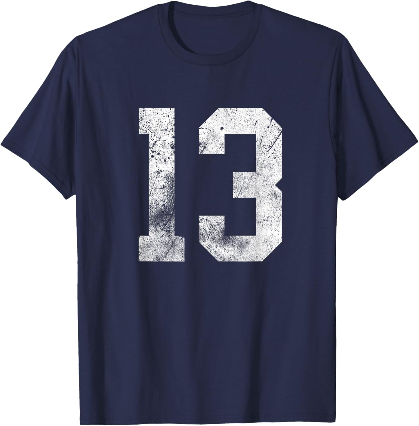 13 Cool Distressed Birthday Lucky Number Player 13th T-Shirt - T-Shirt | Navy