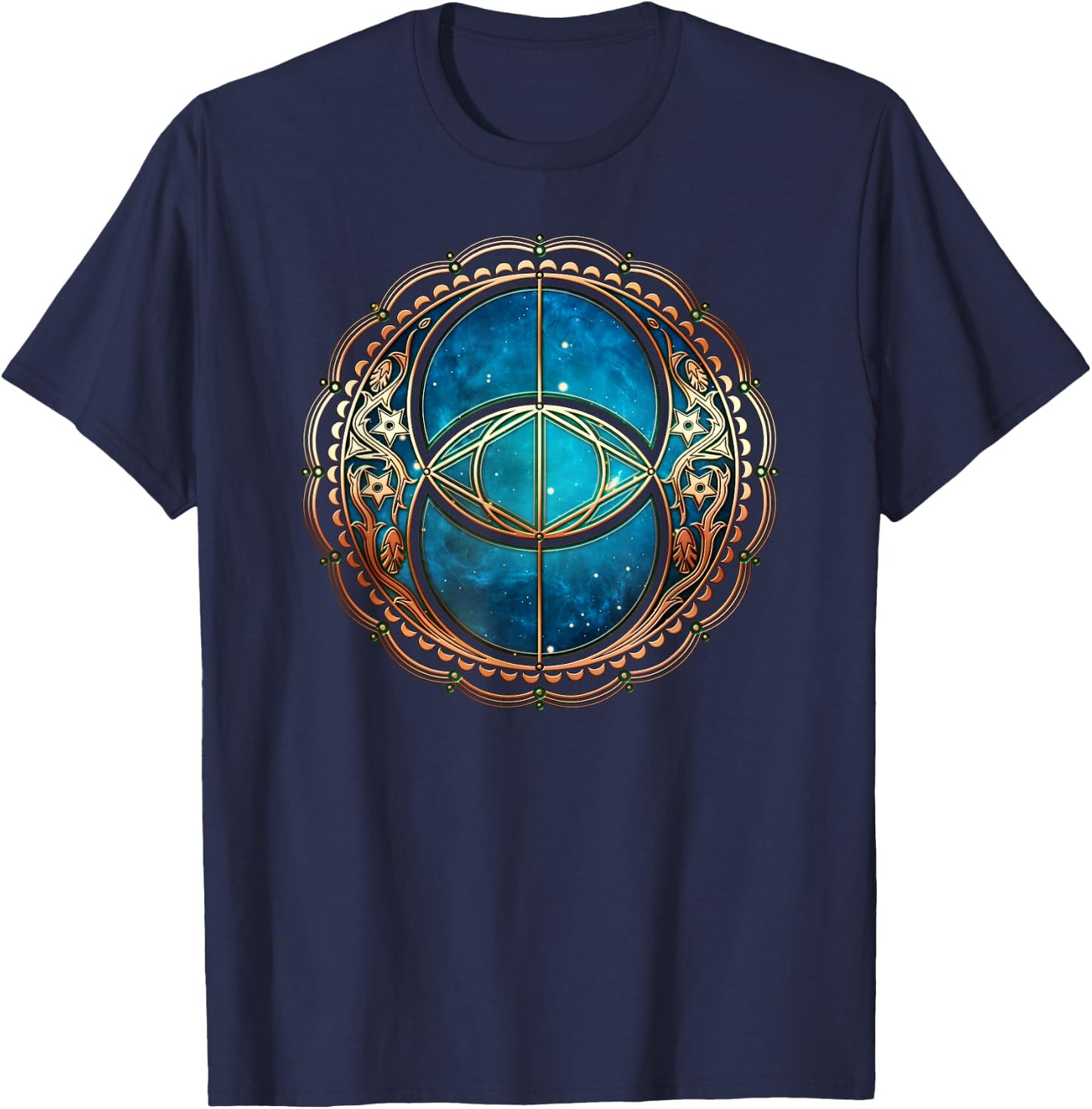 Vesica Piscis Chalice Well Celtic Sacred Geometry T-Shirt - T-Shirt | Navy