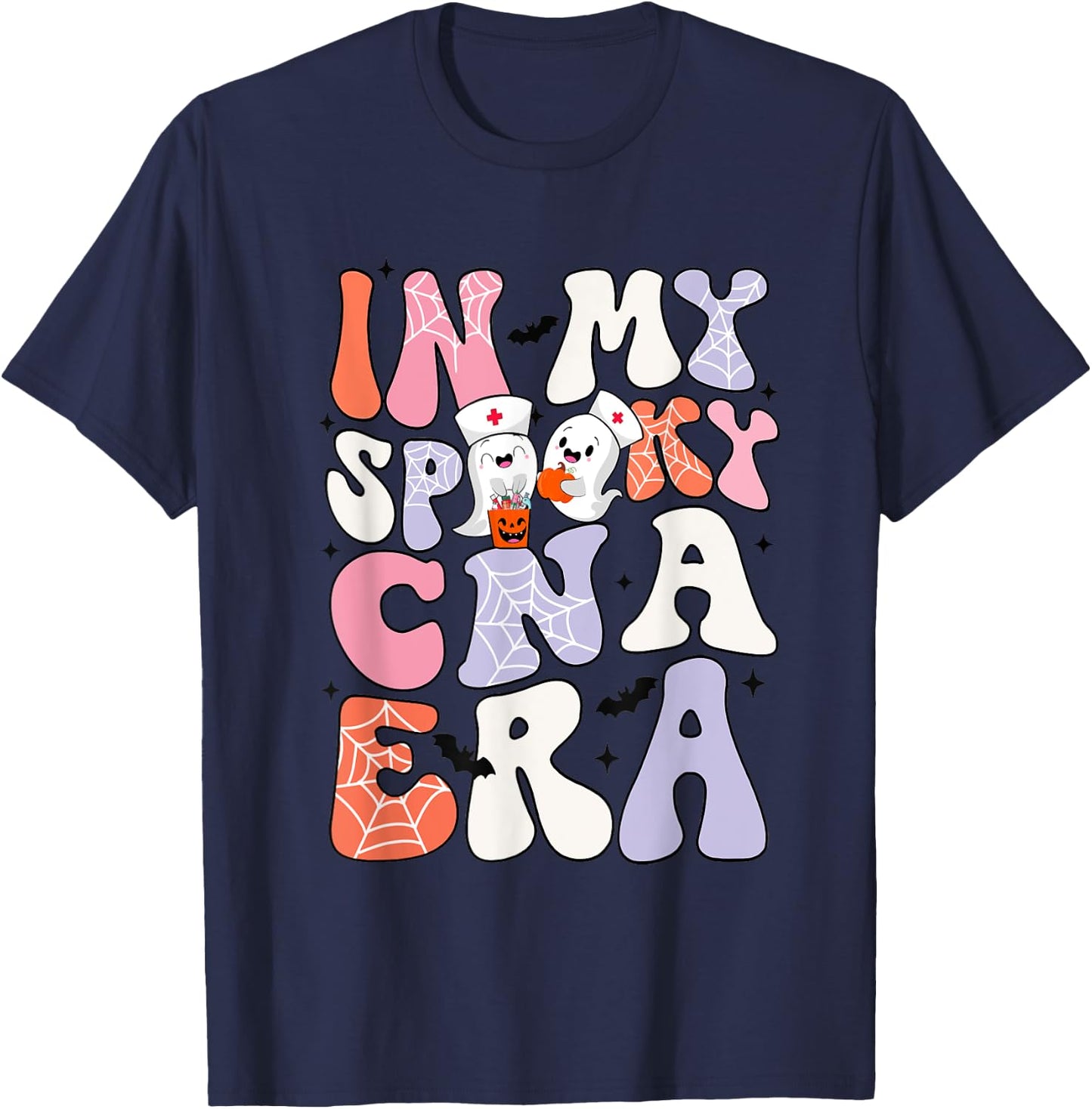 In My Spooky CNA Era Halloween Certified Nursing Assistants T-Shirt - T-Shirt | Navy