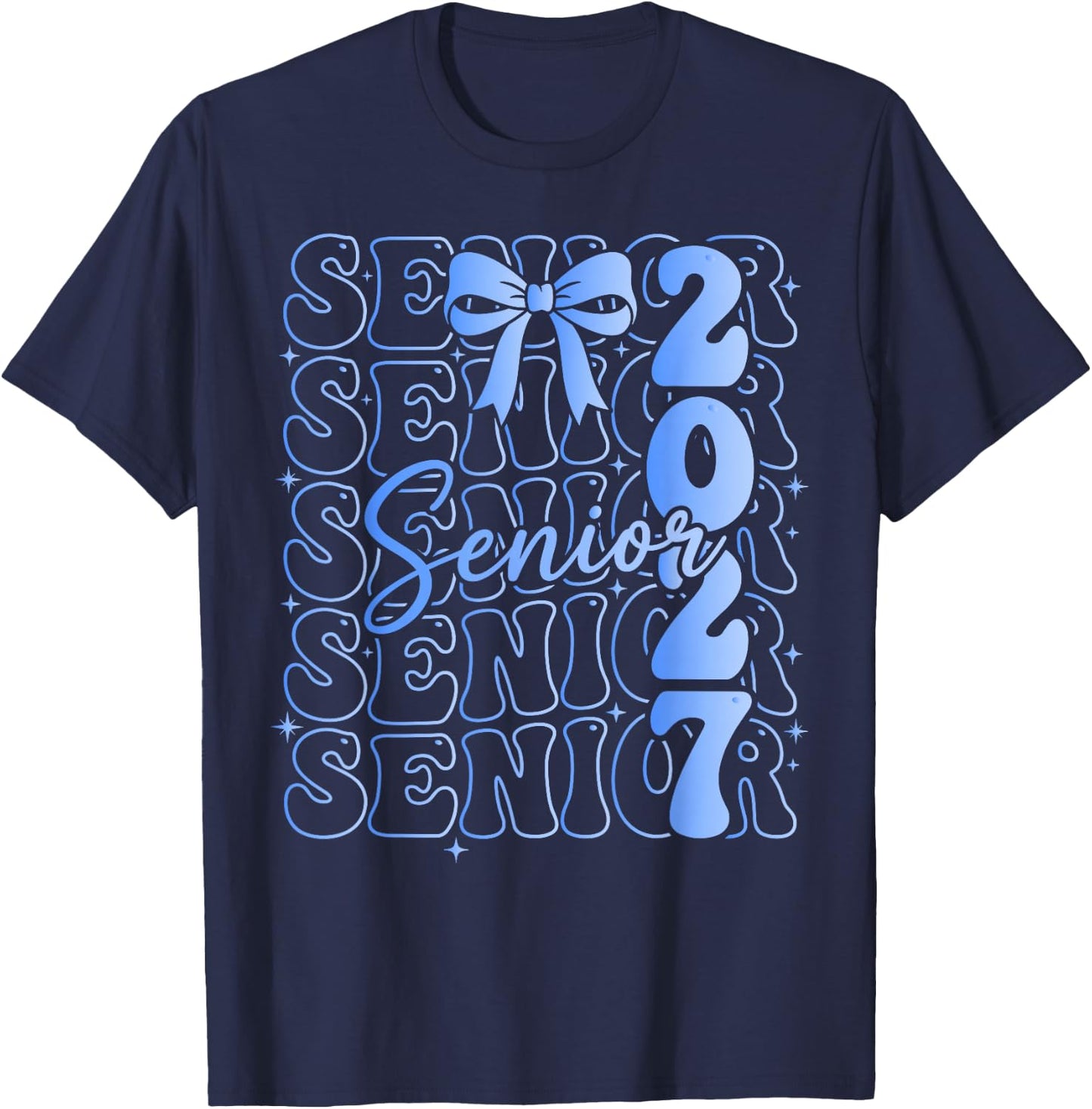 Senior Class of 2027 Coquette Bow Graduation T-Shirt - T-Shirt | Navy