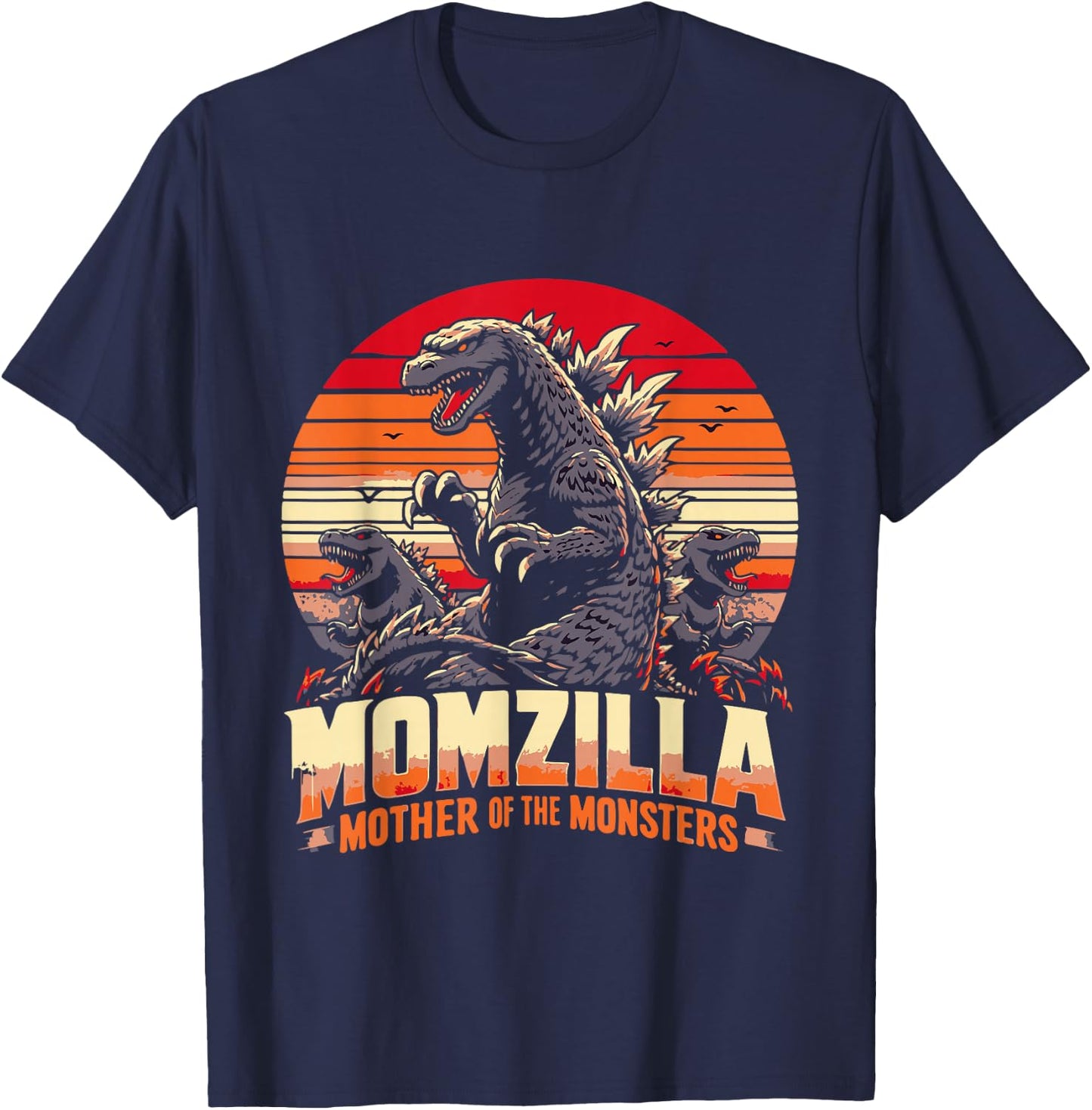 funny Momzilla Mother Of Monsters Retro birthday Mothers day T-Shirt - T-Shirt | Navy