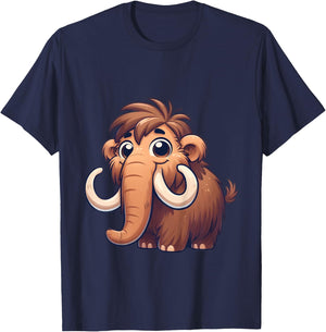 Toddlers Woolly Mammoth Cute Mammoth Cartoon Boys and Girls T-Shirt - T-Shirt | Navy