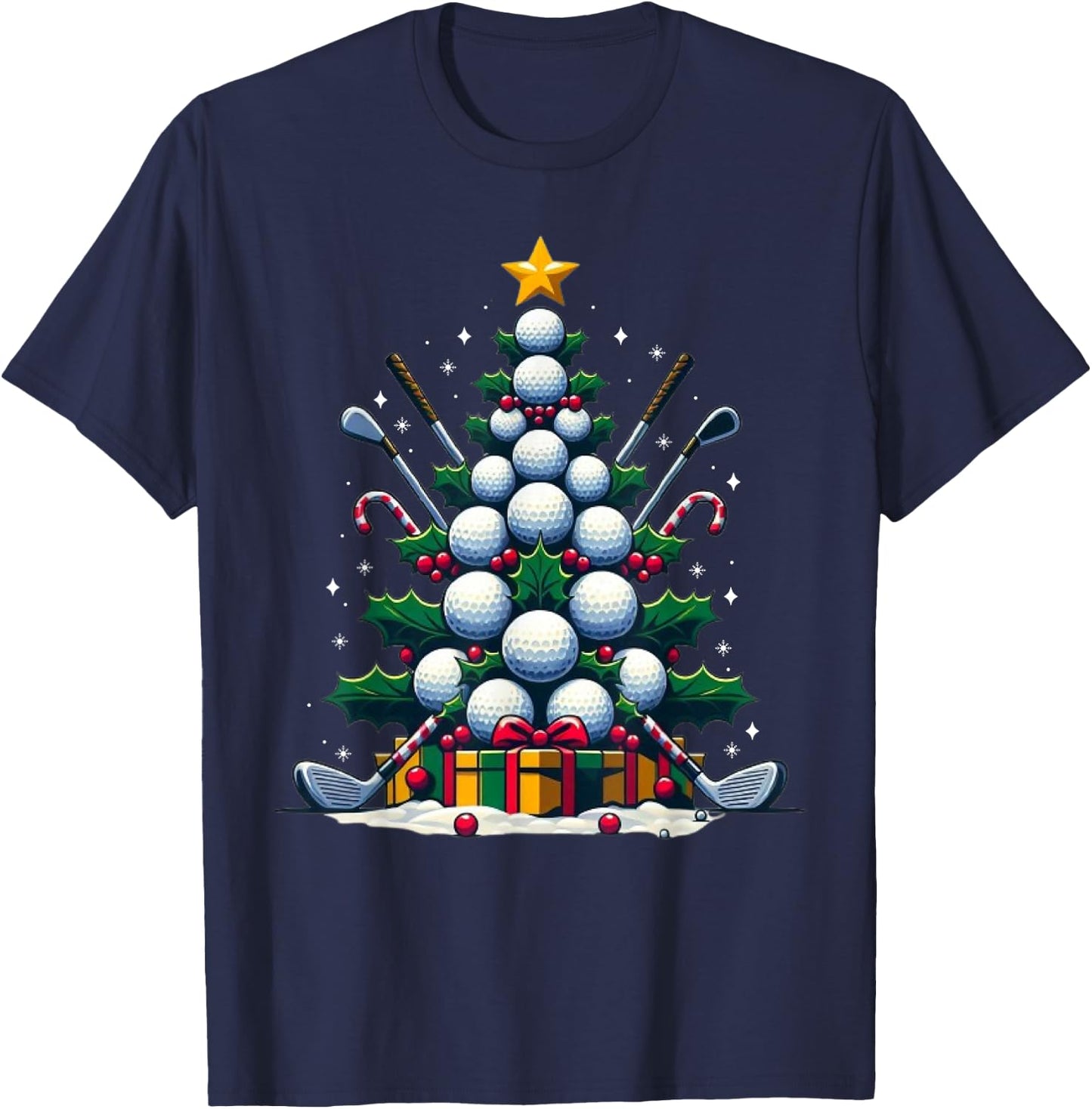 Golf Equipment Christmas Tree Christmas Golfer Women Men T-Shirt - T-Shirt | Navy