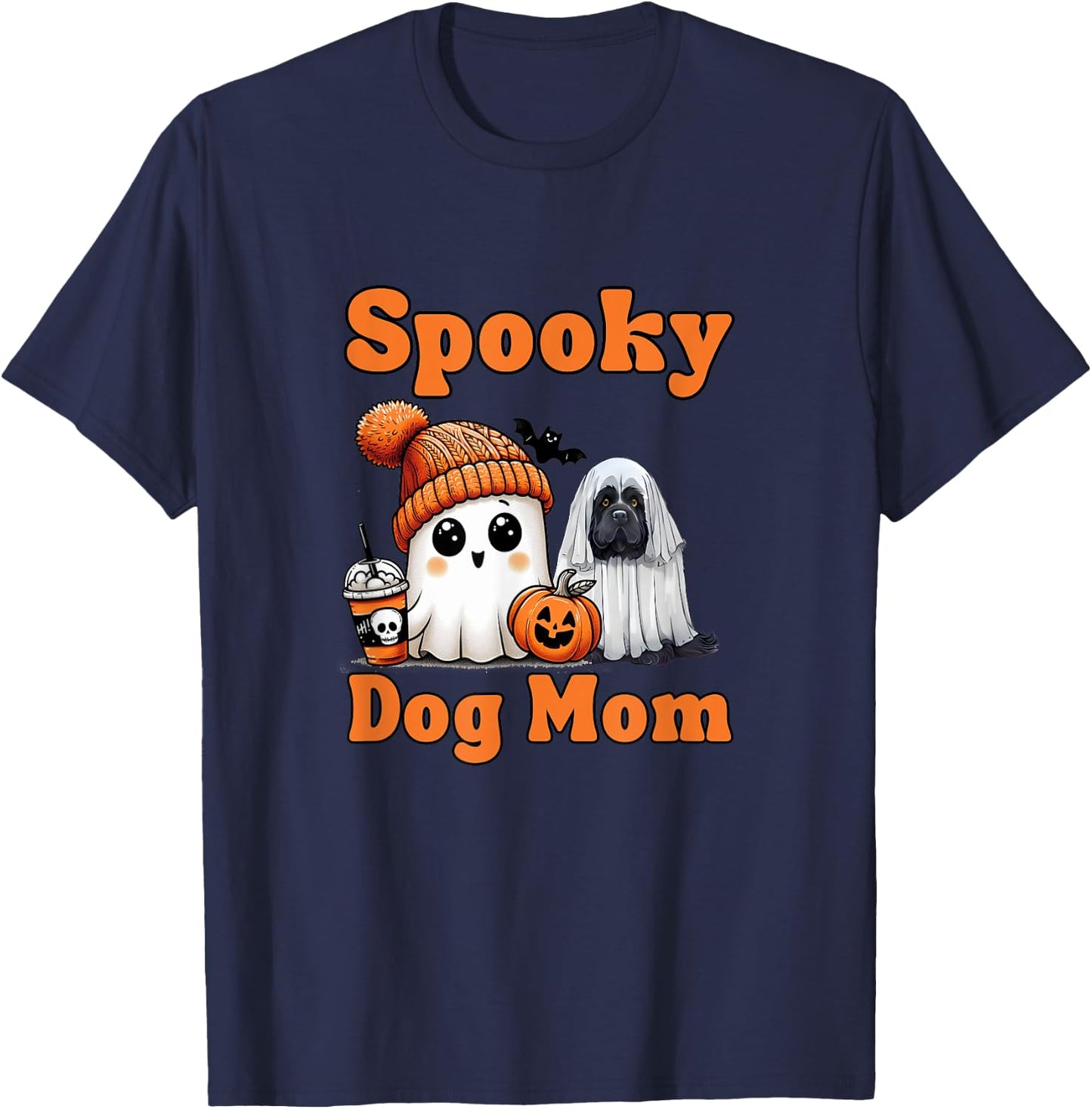 Retro Cute Spooky Dog Mom T-Shirt - T-Shirt | Navy