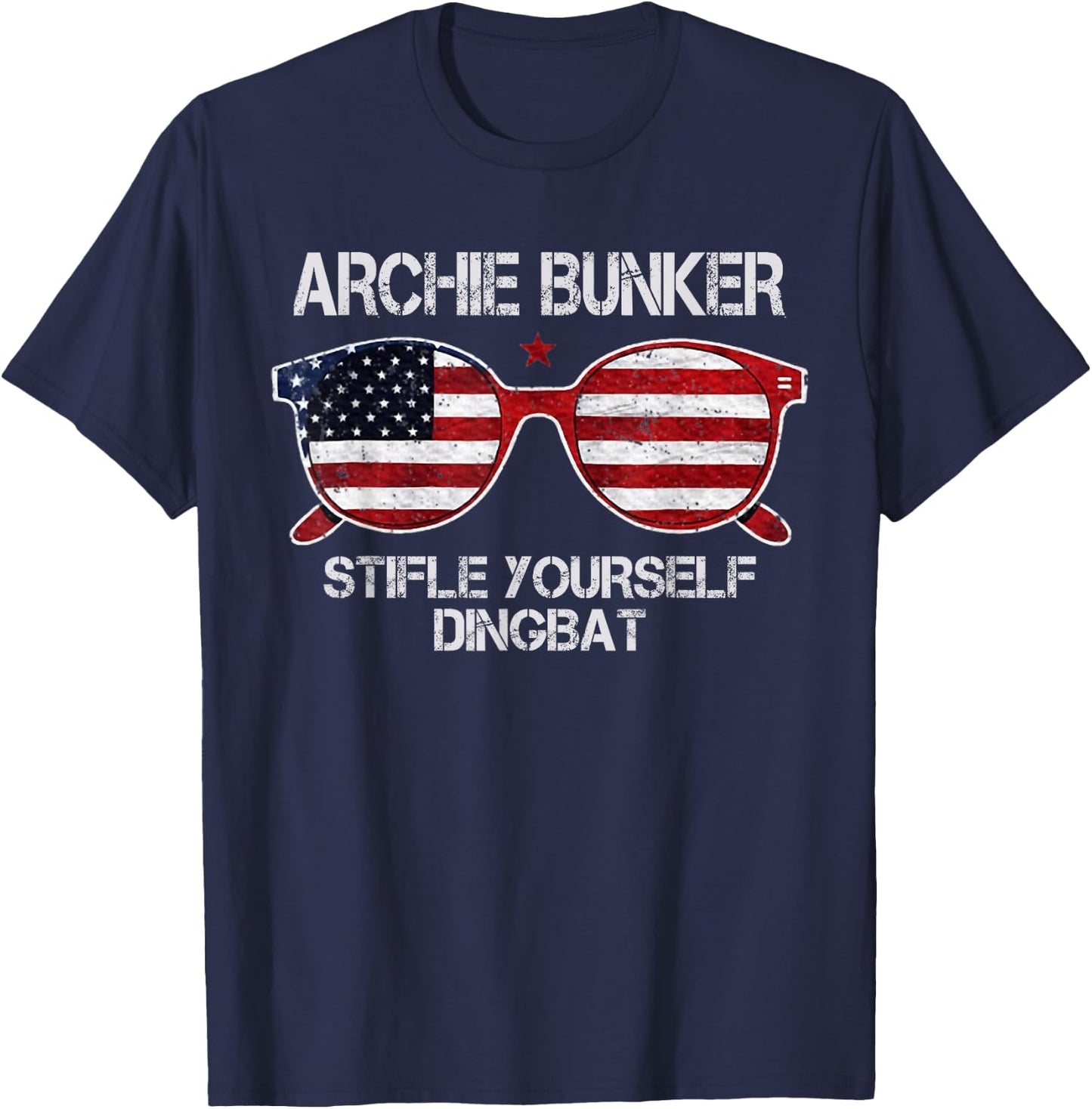 Archie Bunker 24 For President 2024 Glasses US Flag T-Shirt - T-Shirt | Navy