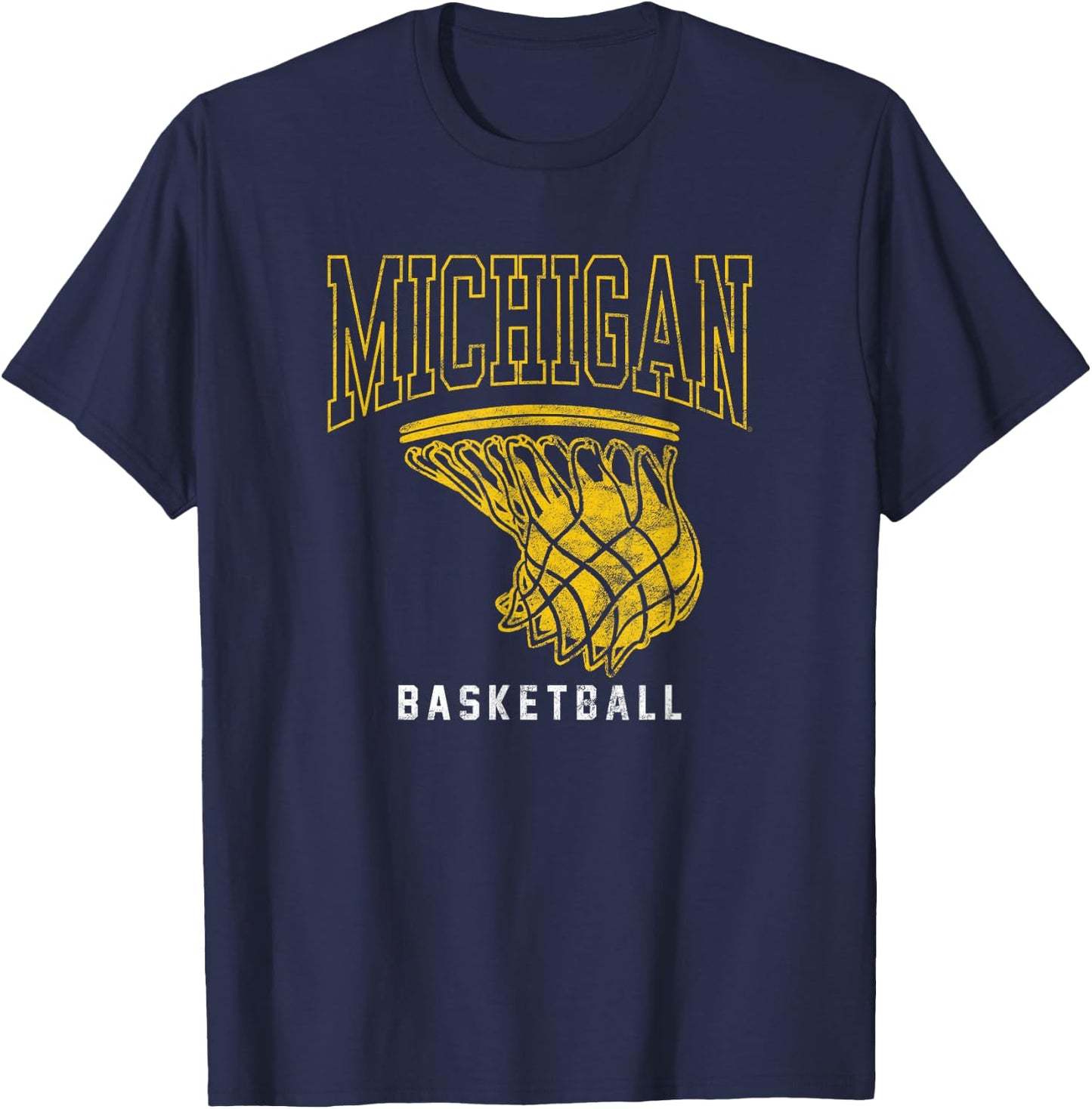 University of Michigan Wolverines U of M Basketball Hoop T-Shirt - T-Shirt | Navy