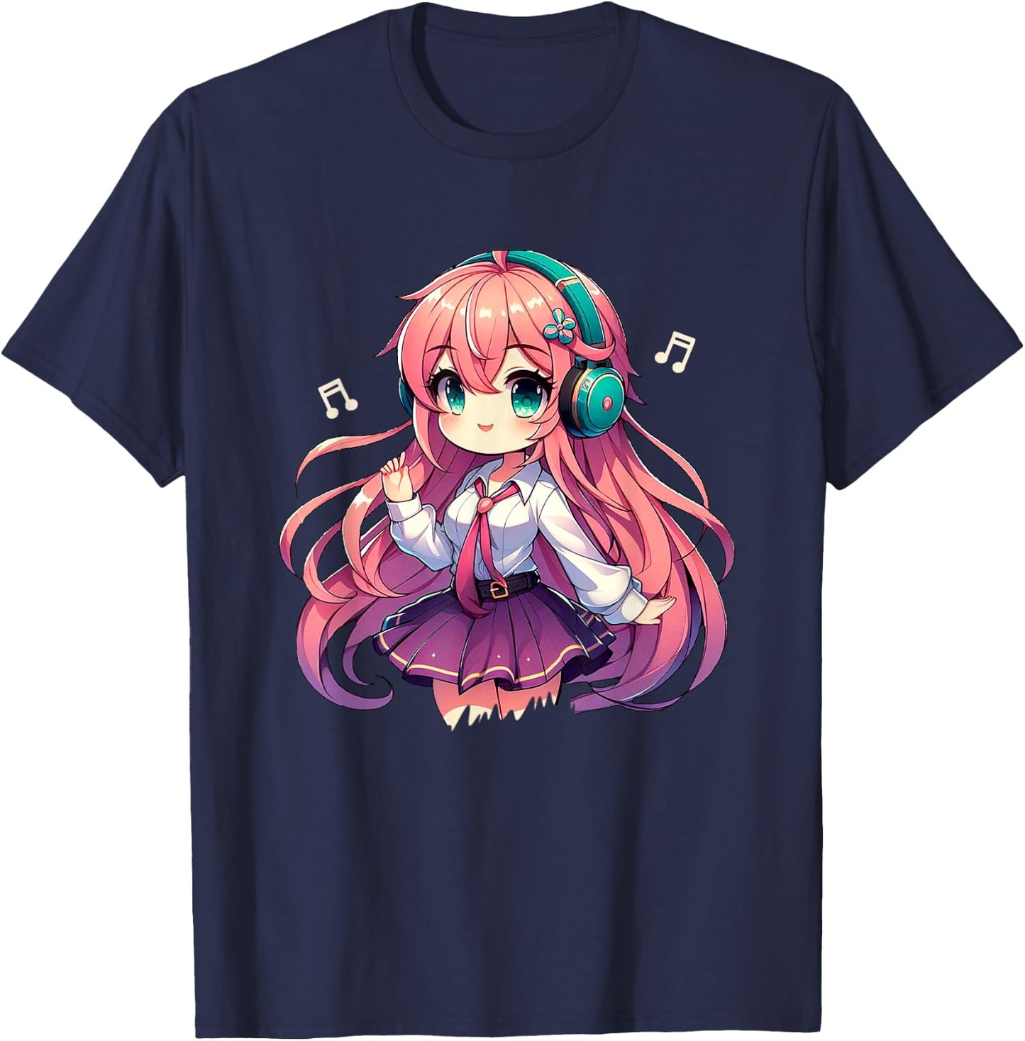 Kawaii Chibi Anime Girl Anime Merch Cute Japanese Manga Fan T-Shirt - T-Shirt | Navy