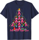 Santa Pink Ribbon Christmas Tree Breast Cancer Awareness T-Shirt - T-Shirt | Navy