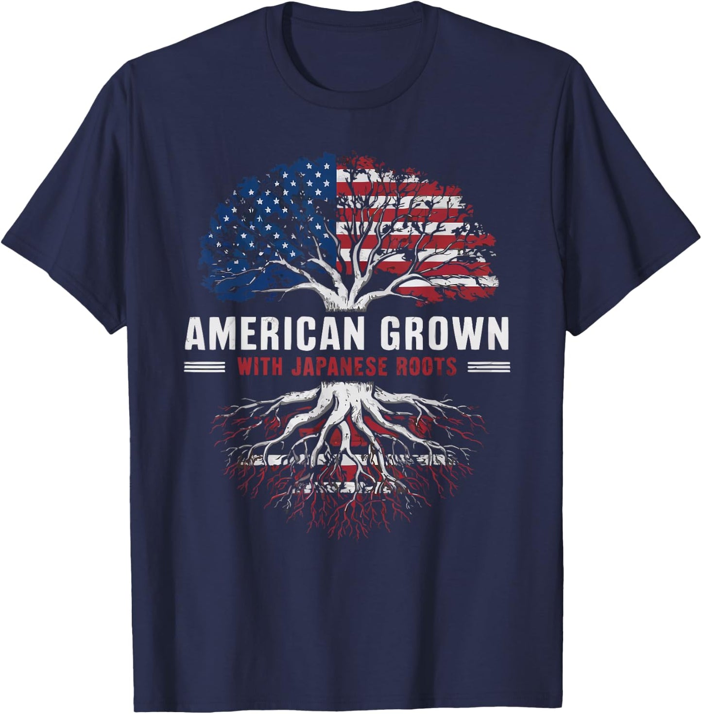 Half Japanese Half American USA Flag Japan America T-Shirt - T-Shirt | Navy