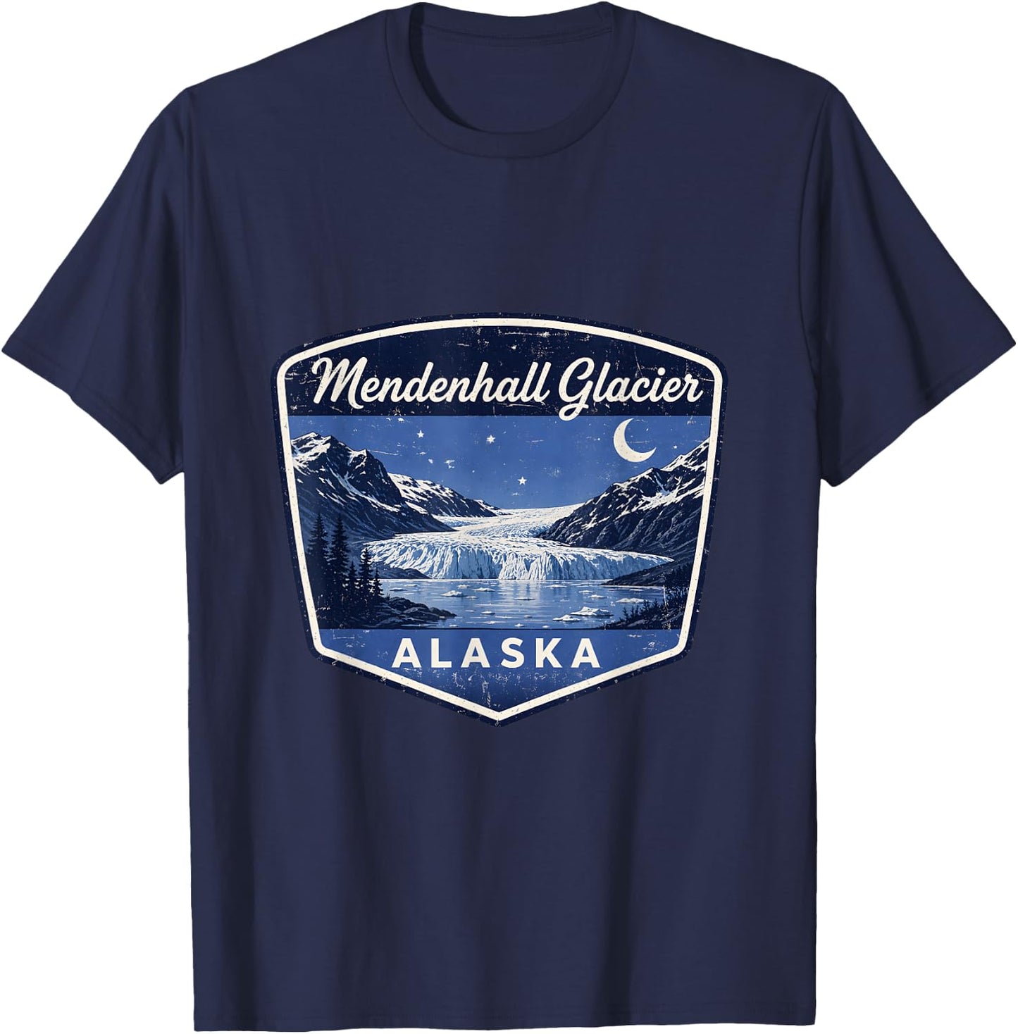 Mendenhall Glacier Alaska Mountain Nature Outdoor Adventure T-Shirt - T-Shirt | Navy