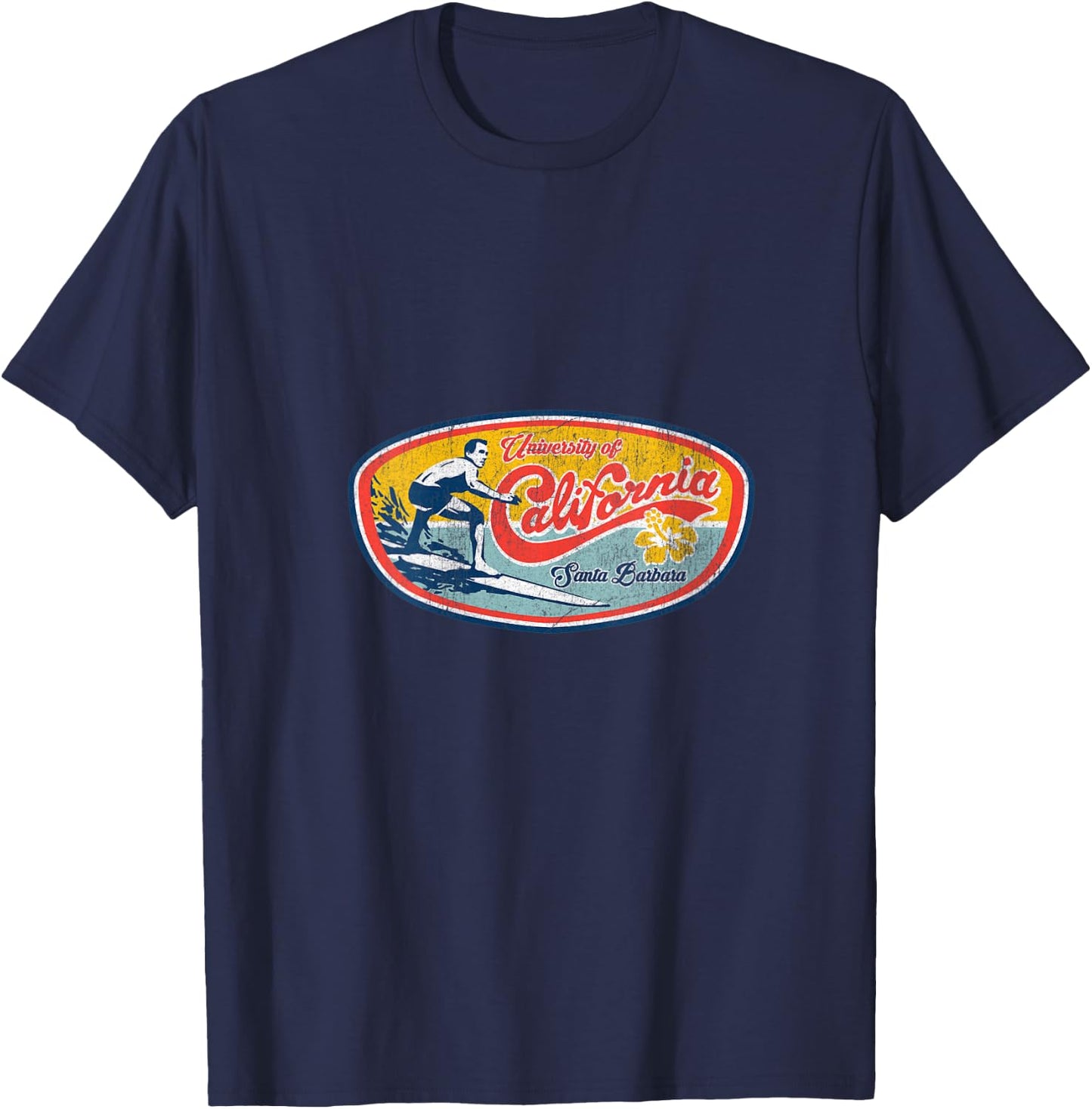 Vintage Retro Surf Style UCSB V-Neck T-Shirt - T-Shirt | Navy