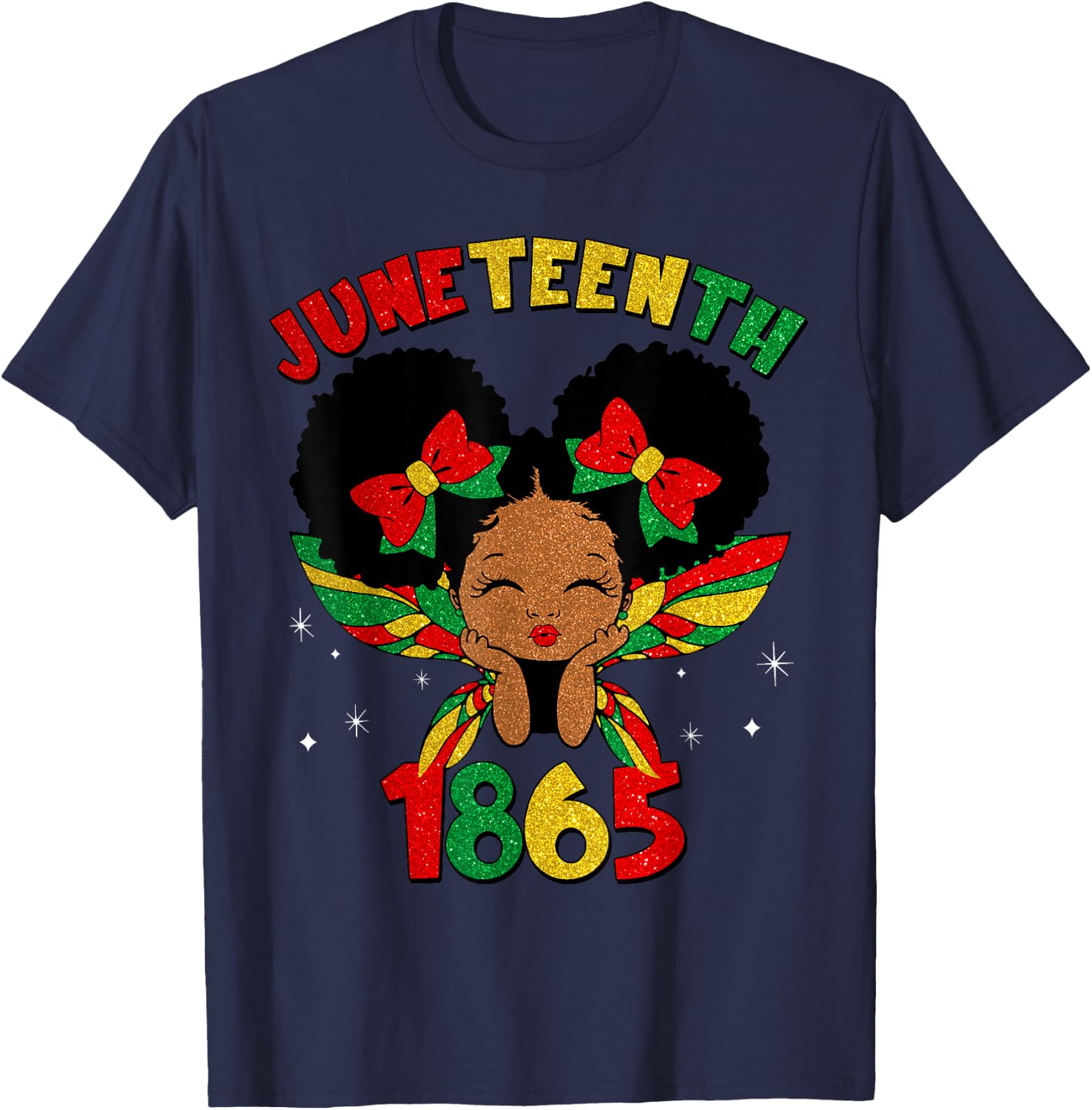 Juneteenth 1865 African American Black Princess Kids Girls T-Shirt - T-Shirt | Navy