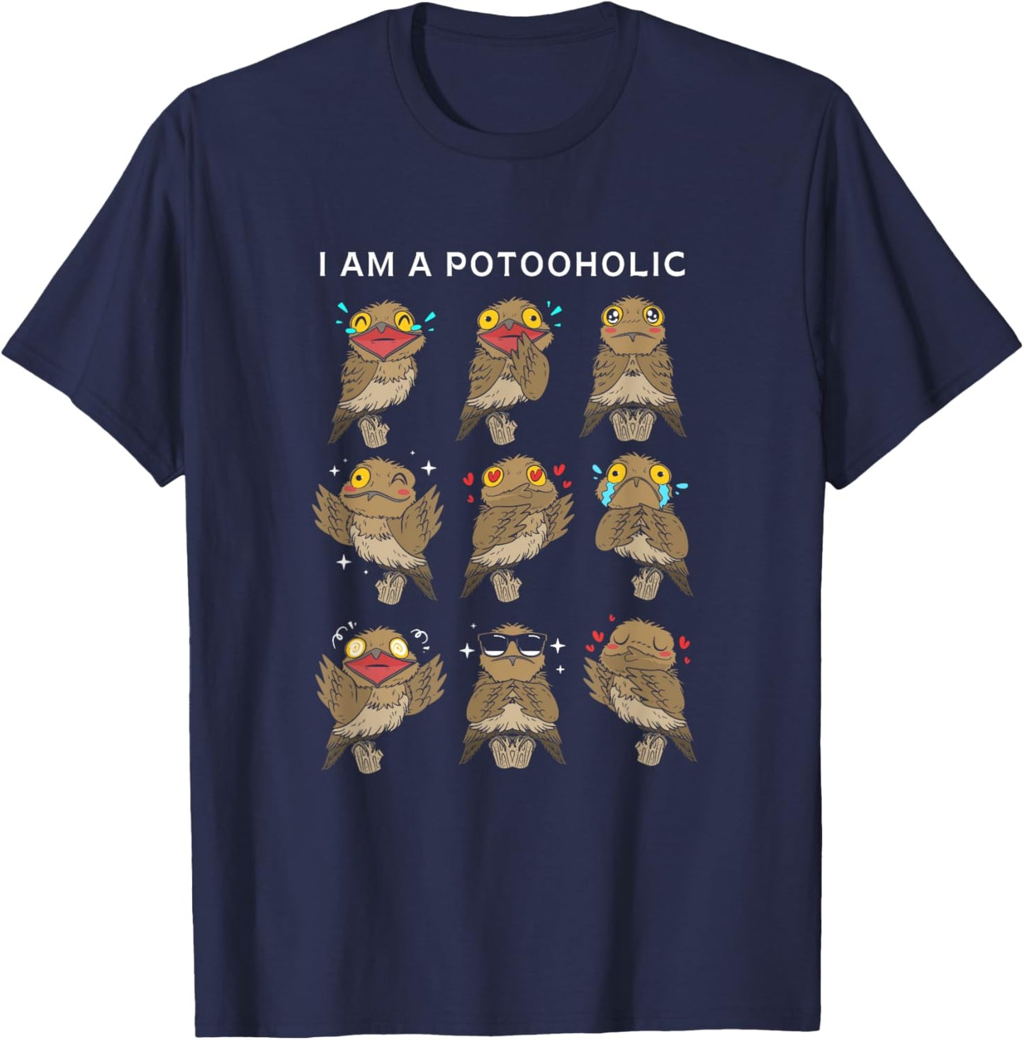 Funny Potoo Bird Watching Gifts For Potoos Lovers -Adult Classic Fit Black Short Sleeve T-Shirt - T-Shirt | Navy