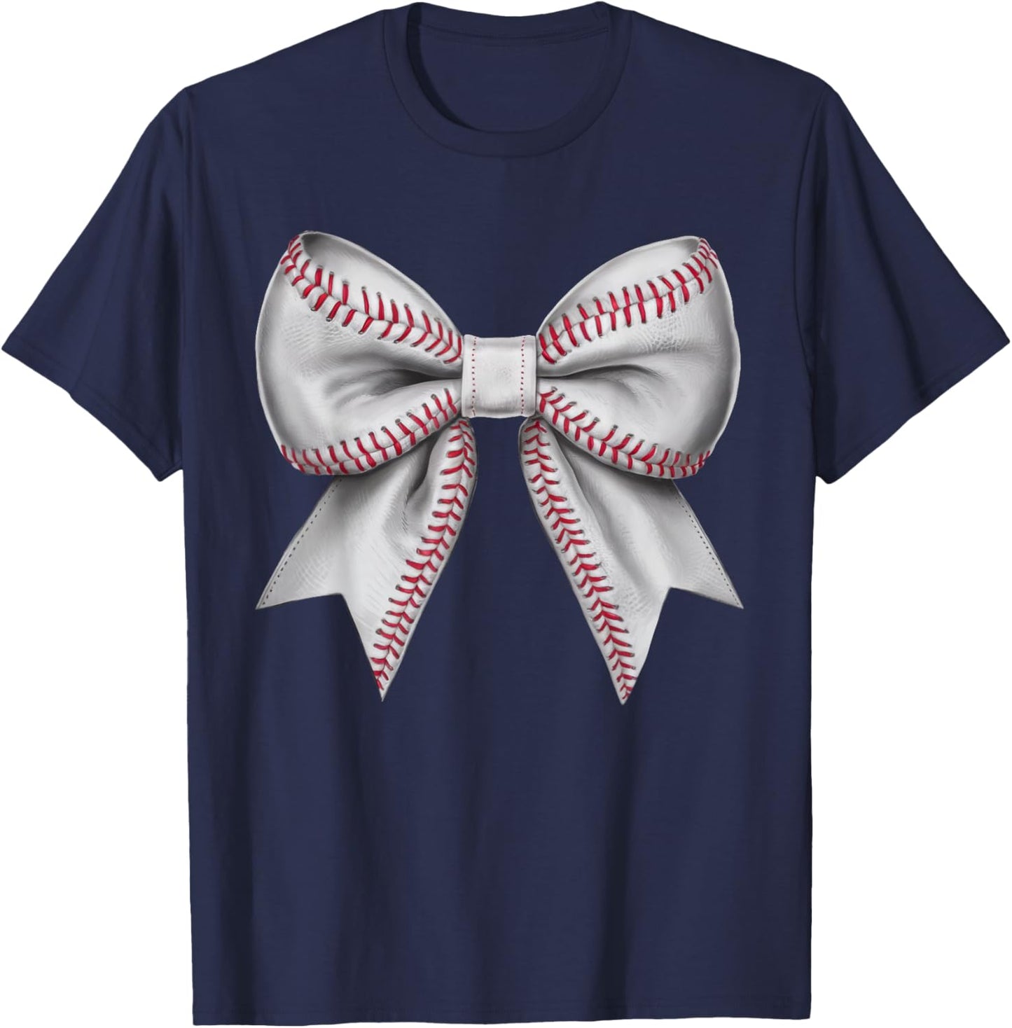 Coquette Bow Funny Baseball Lover Game Day Baseball Mom Life T-Shirt - T-Shirt | Navy