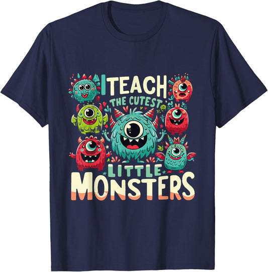 I Teach The Cutest Little Monsters Teacher Halloween Outfit Women T-Shirt - T-Shirt | Navy