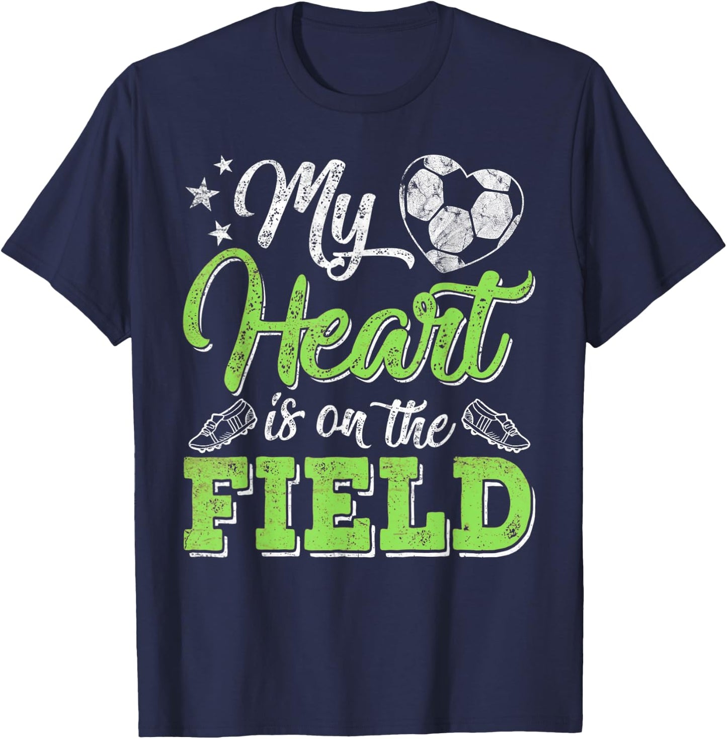 My Heart Is On That Field Soccer Gift Mom And Dad T-Shirt - T-Shirt | Navy