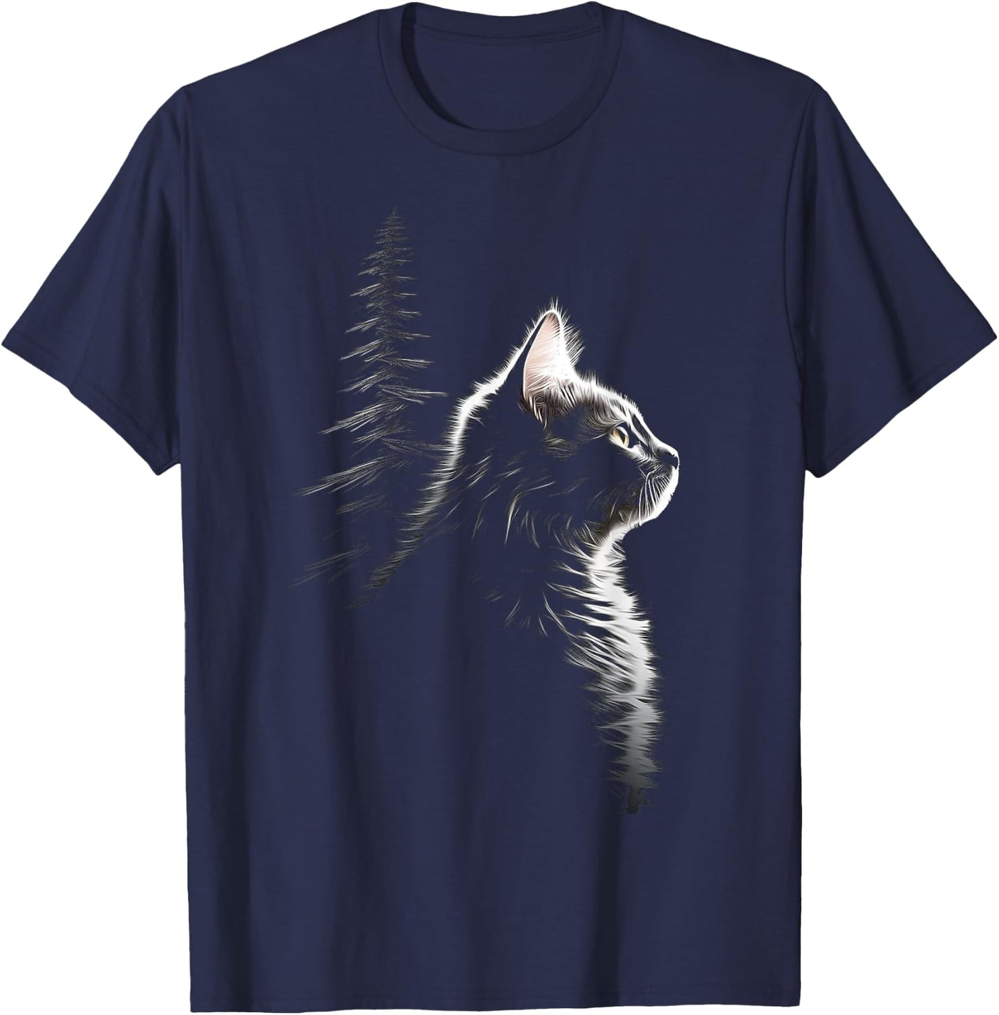 Cat Motif Illustration Cat T-Shirt - T-Shirt | Navy