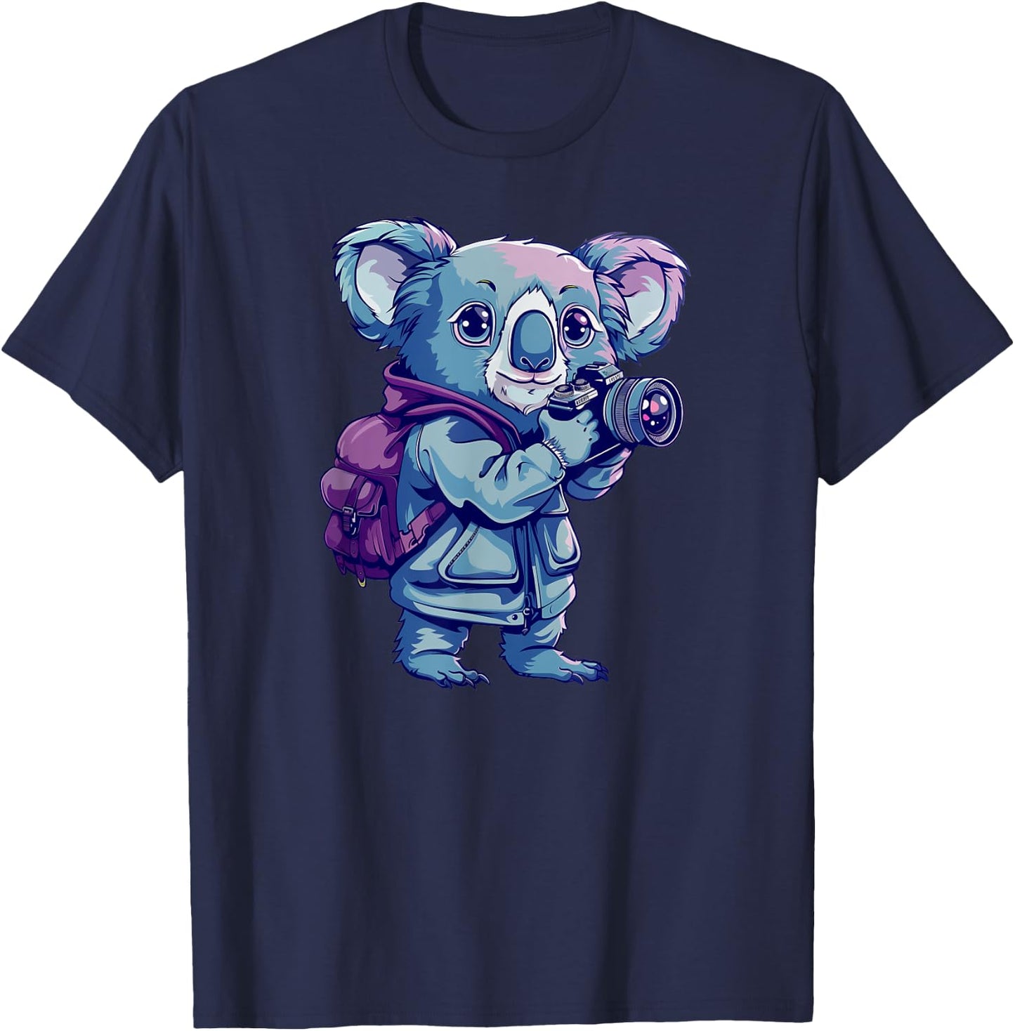 Koala With A Camera - Cute Koala Bear Photographer T-Shirt - T-Shirt | Navy