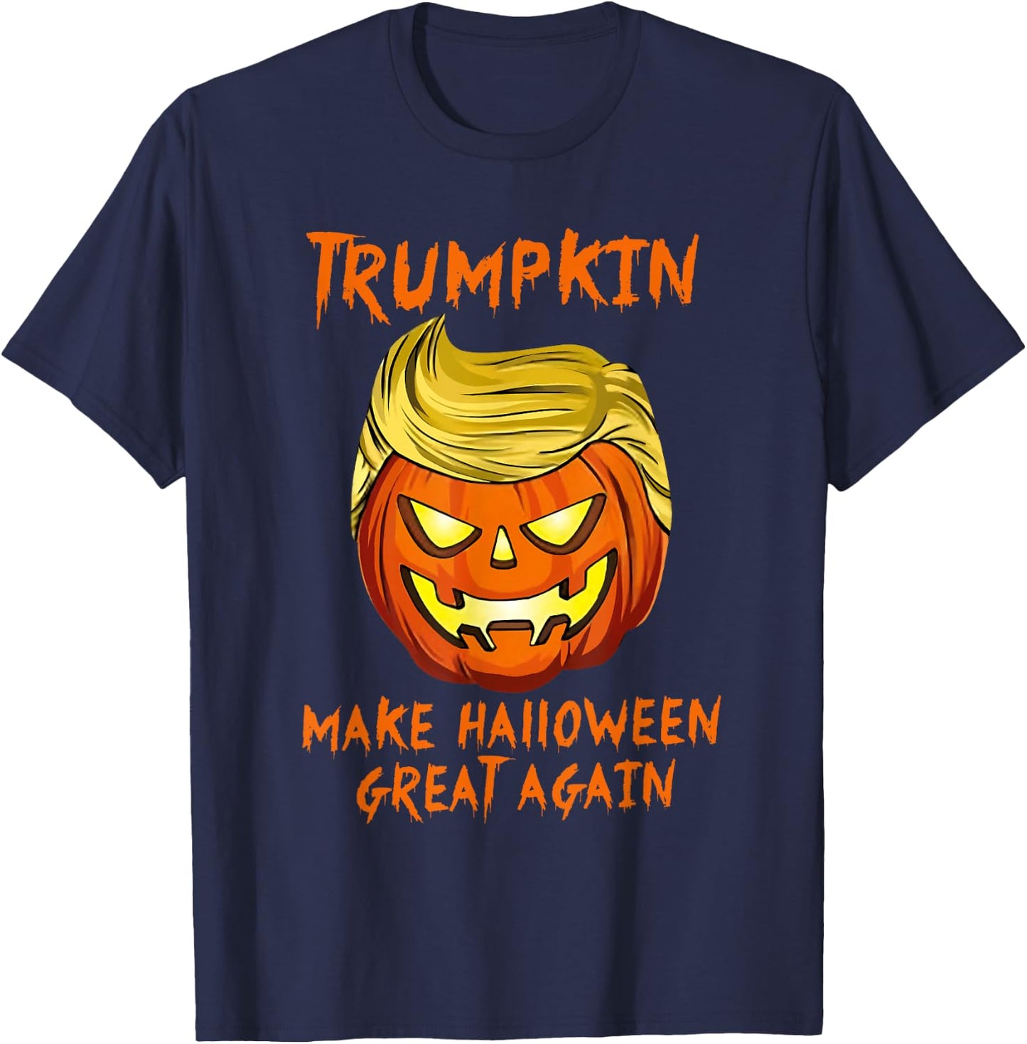 Trumpkin Make Halloween Great Again Jack O Lantern Trump T-Shirt - T-Shirt | Navy