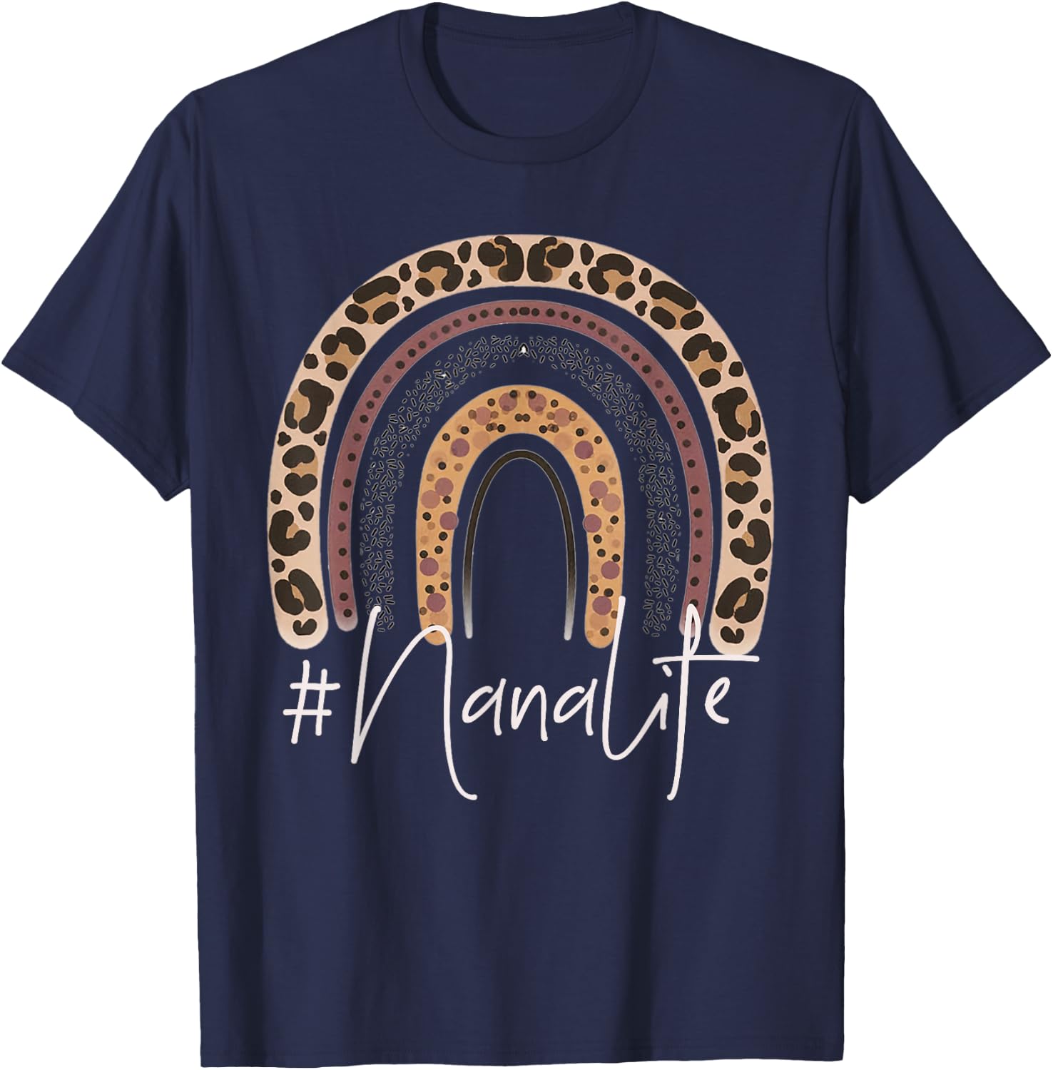 Nana Life Grandma Cheetah Leopard Women Christmas Fall T-Shirt - T-Shirt | Navy