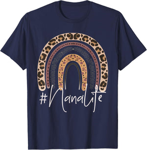 Nana Life Grandma Cheetah Leopard Women Christmas Fall T-Shirt - T-Shirt | Navy