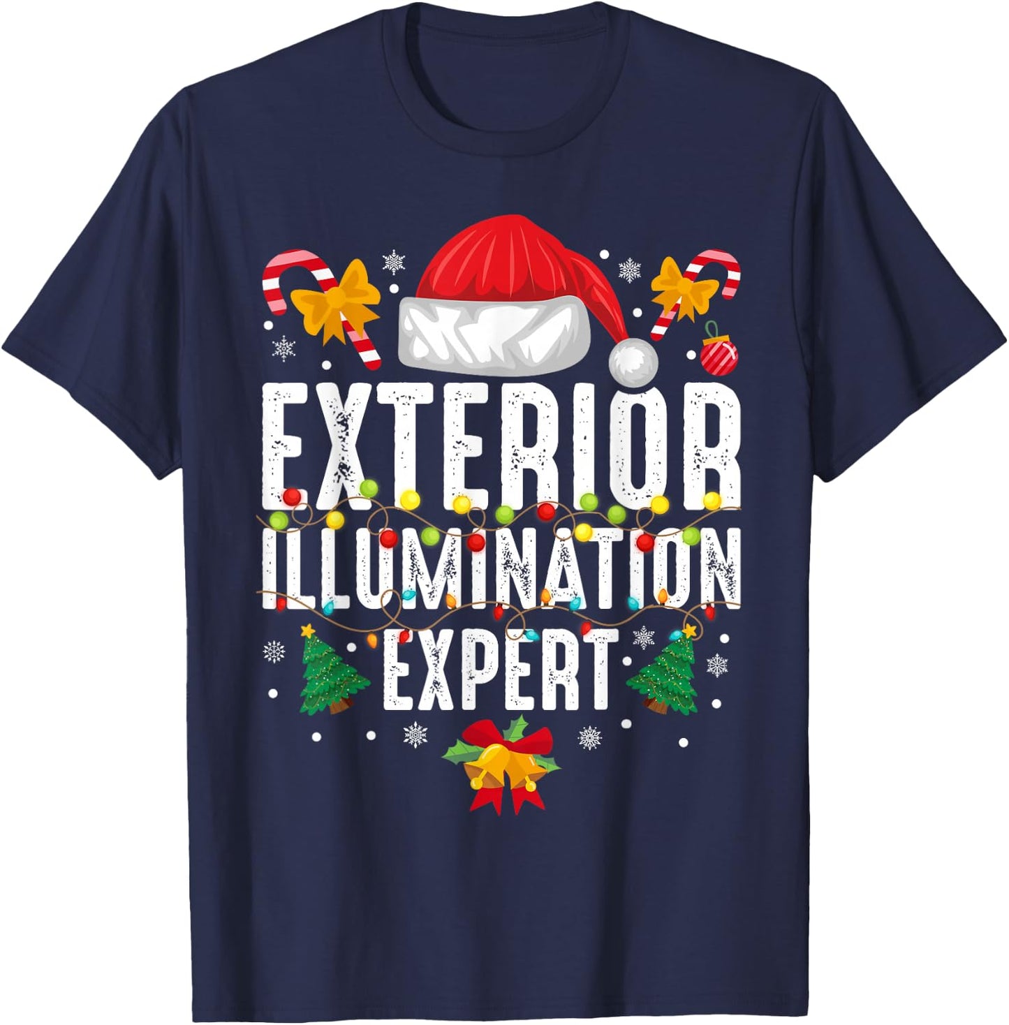 Santa Hat Exterior Illumination Expert Christmas Novelty T-Shirt - T-Shirt | Navy