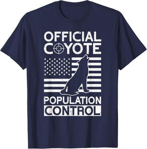 Official Coyote Population Control Yote Funny Coyote Hunting T-Shirt - T-Shirt | Navy